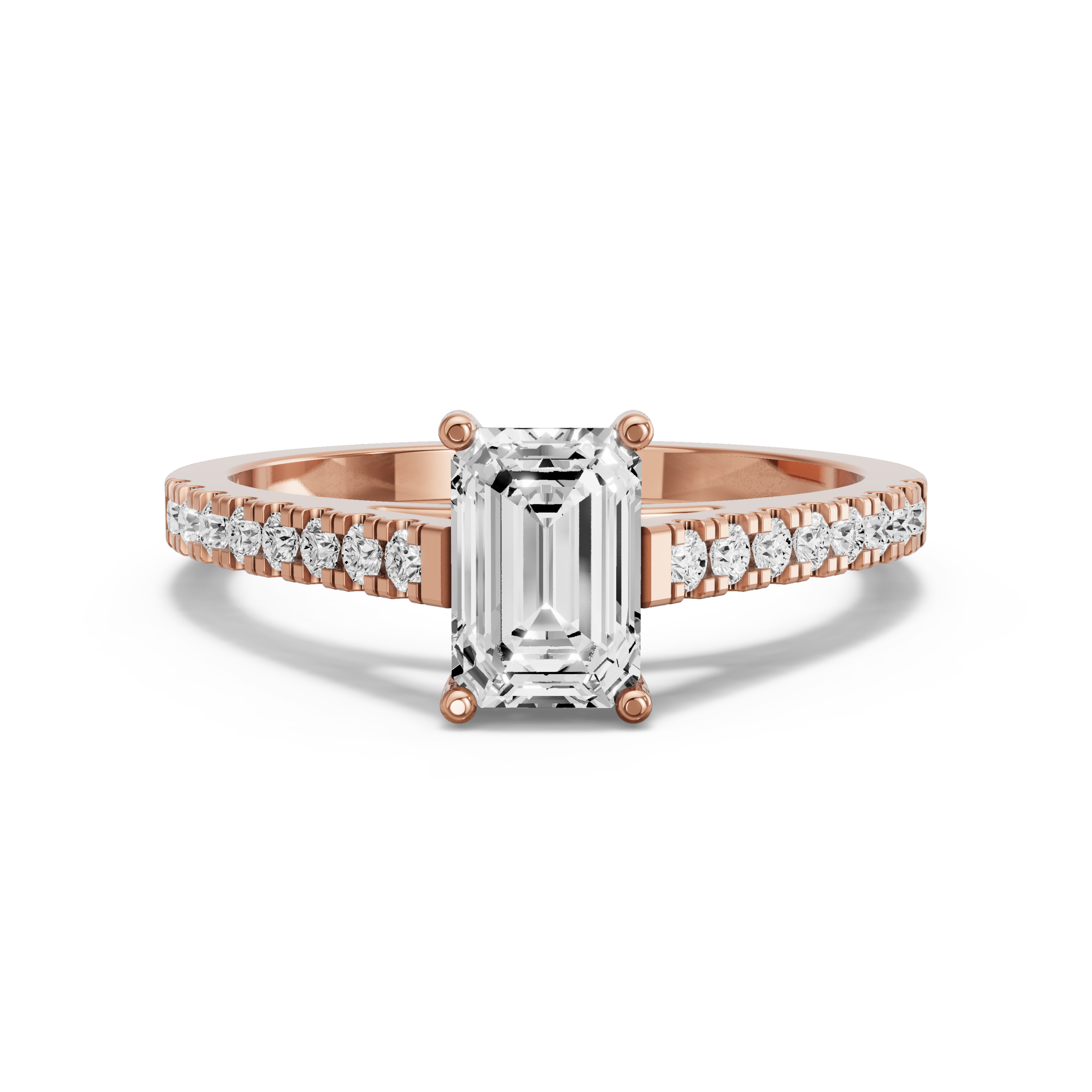 Image for Radiant Pave Basket Ring with Cathedral Pave band in 18K Yellow Gold