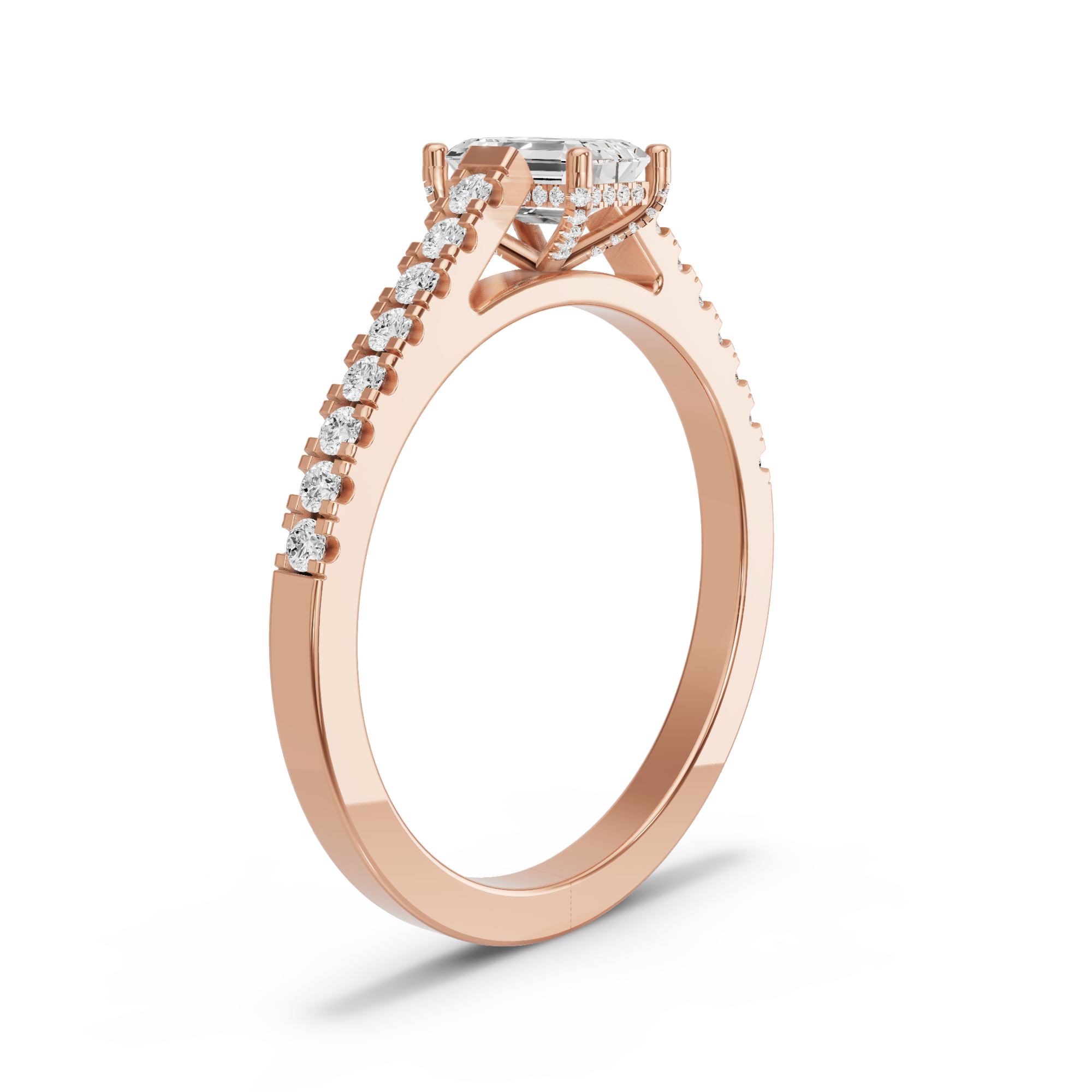 Image for Radiant Pave Basket Ring with Cathedral Pave band