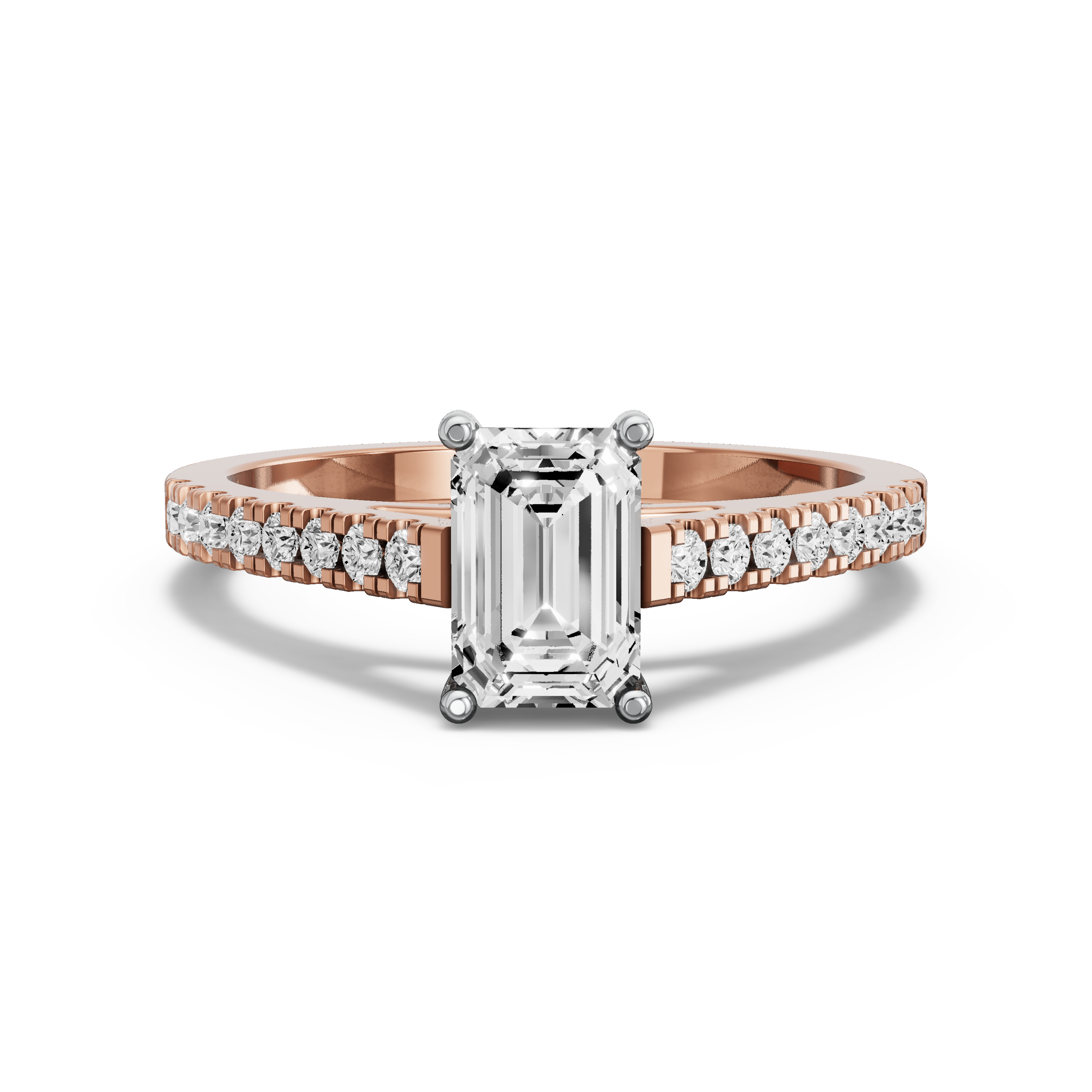 Image for Radiant Pave Basket Ring with Cathedral Pave band
