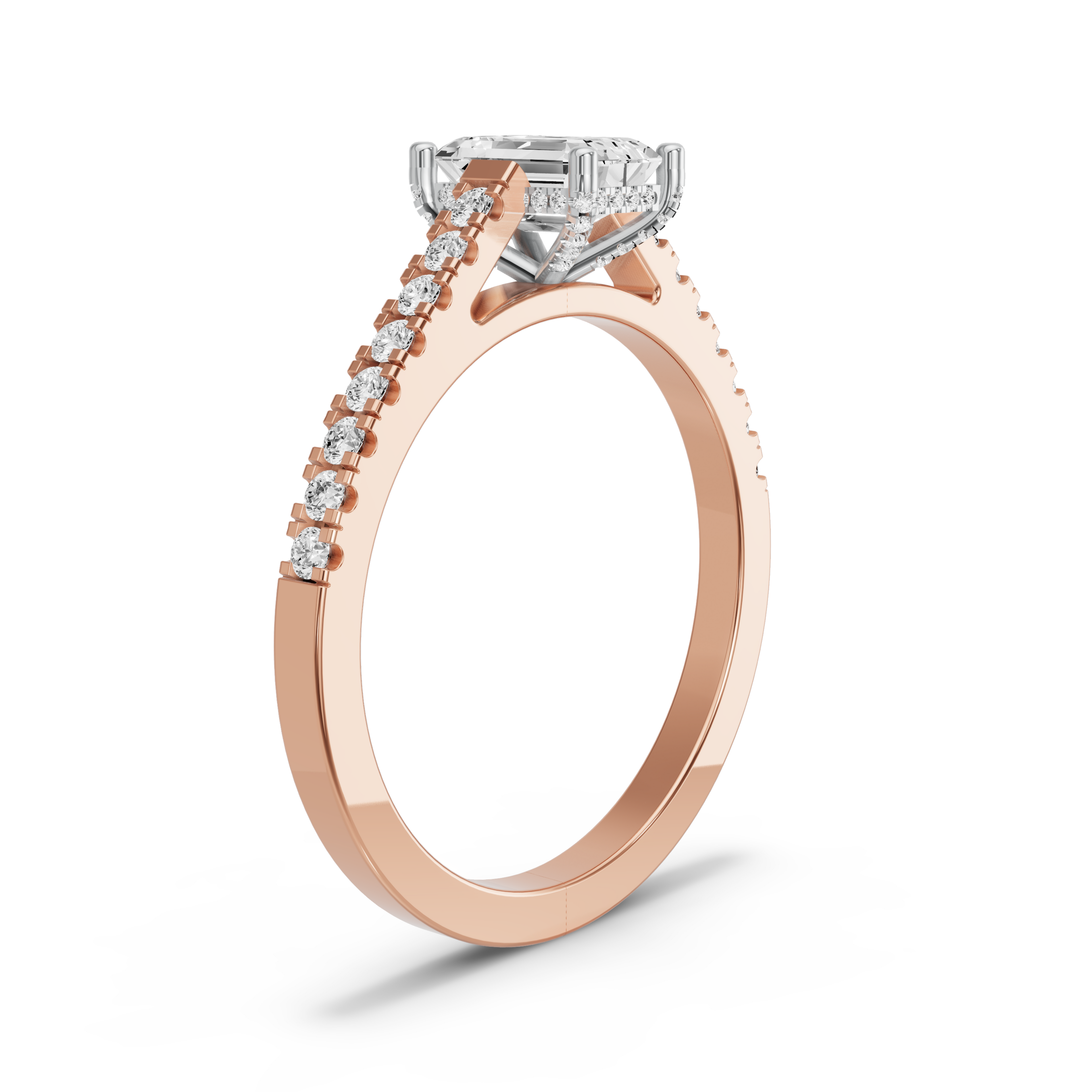 Image for Radiant Pave Basket Ring with Cathedral Pave band