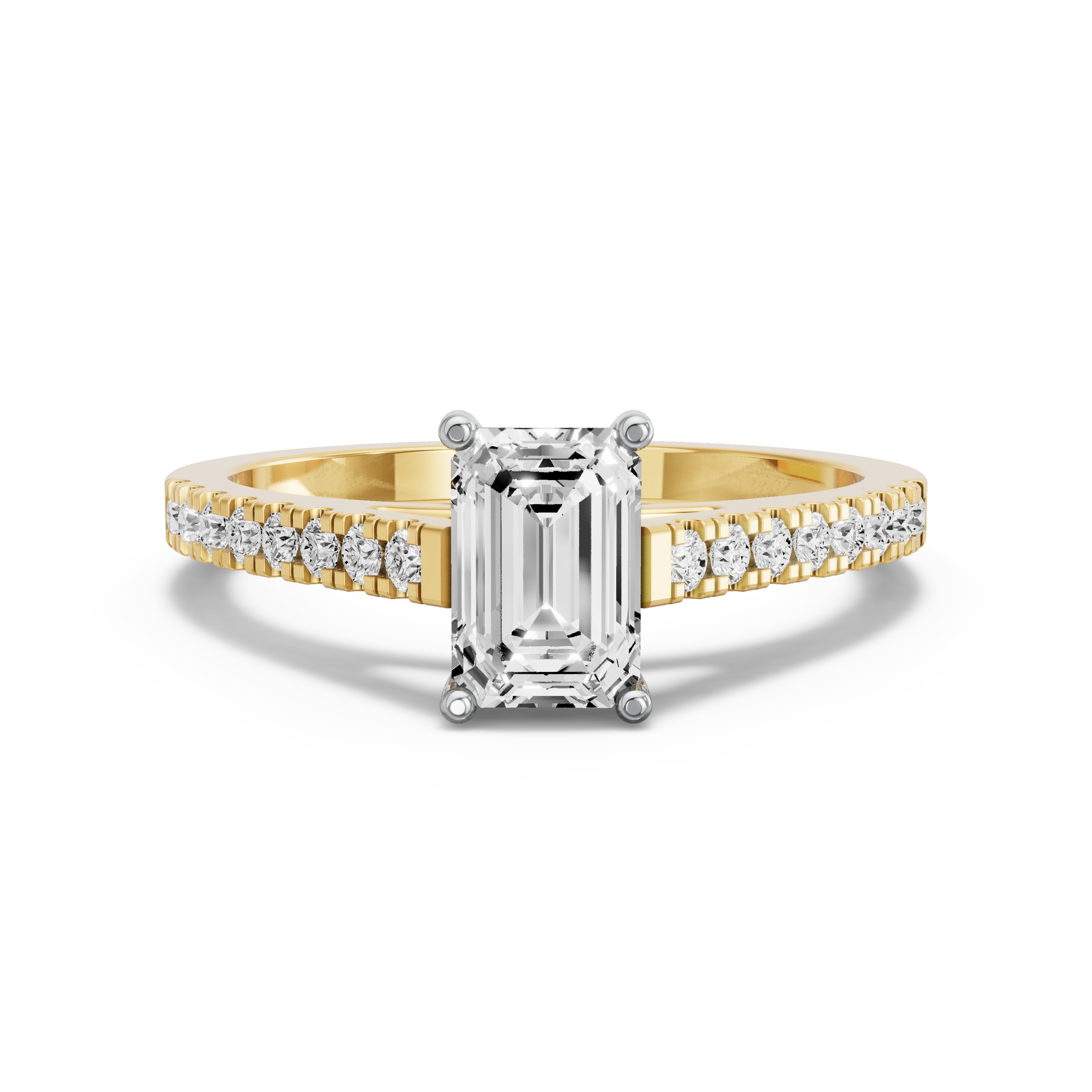 Image for Radiant Pave Basket Ring with Cathedral Pave band