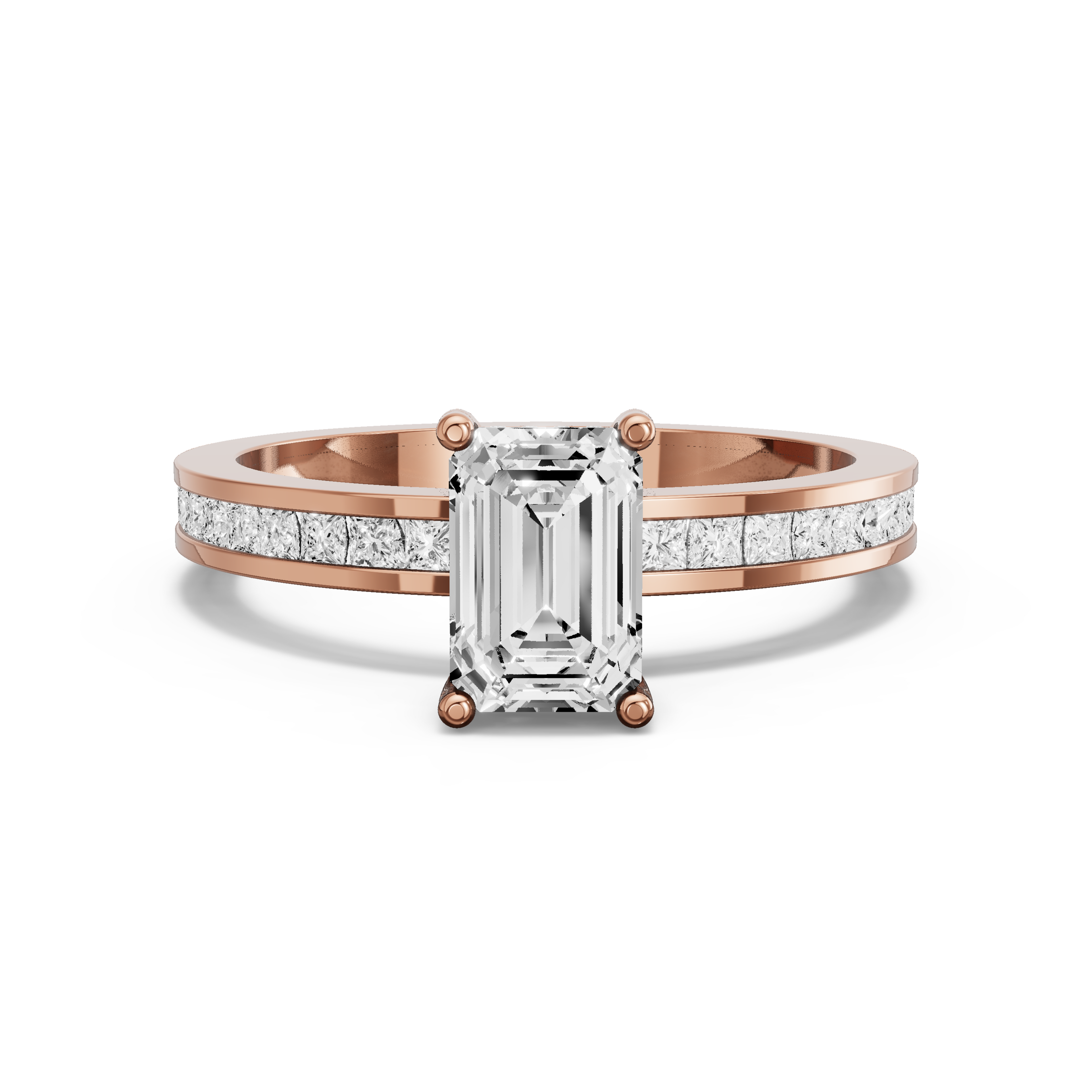 Image for Radiant Pave Basket Ring with Channel band in 18K Yellow Gold