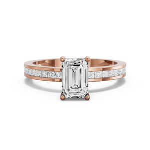Image for Radiant Pave Basket Ring with Channel band in 18K Yellow Gold