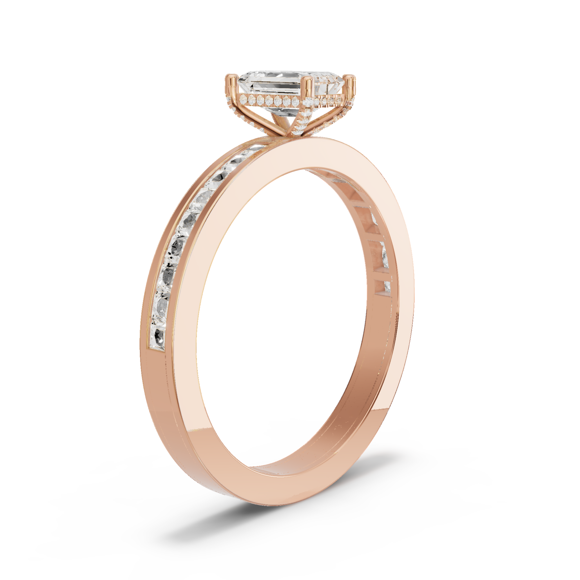 Image for Radiant Pave Basket Ring with Channel band