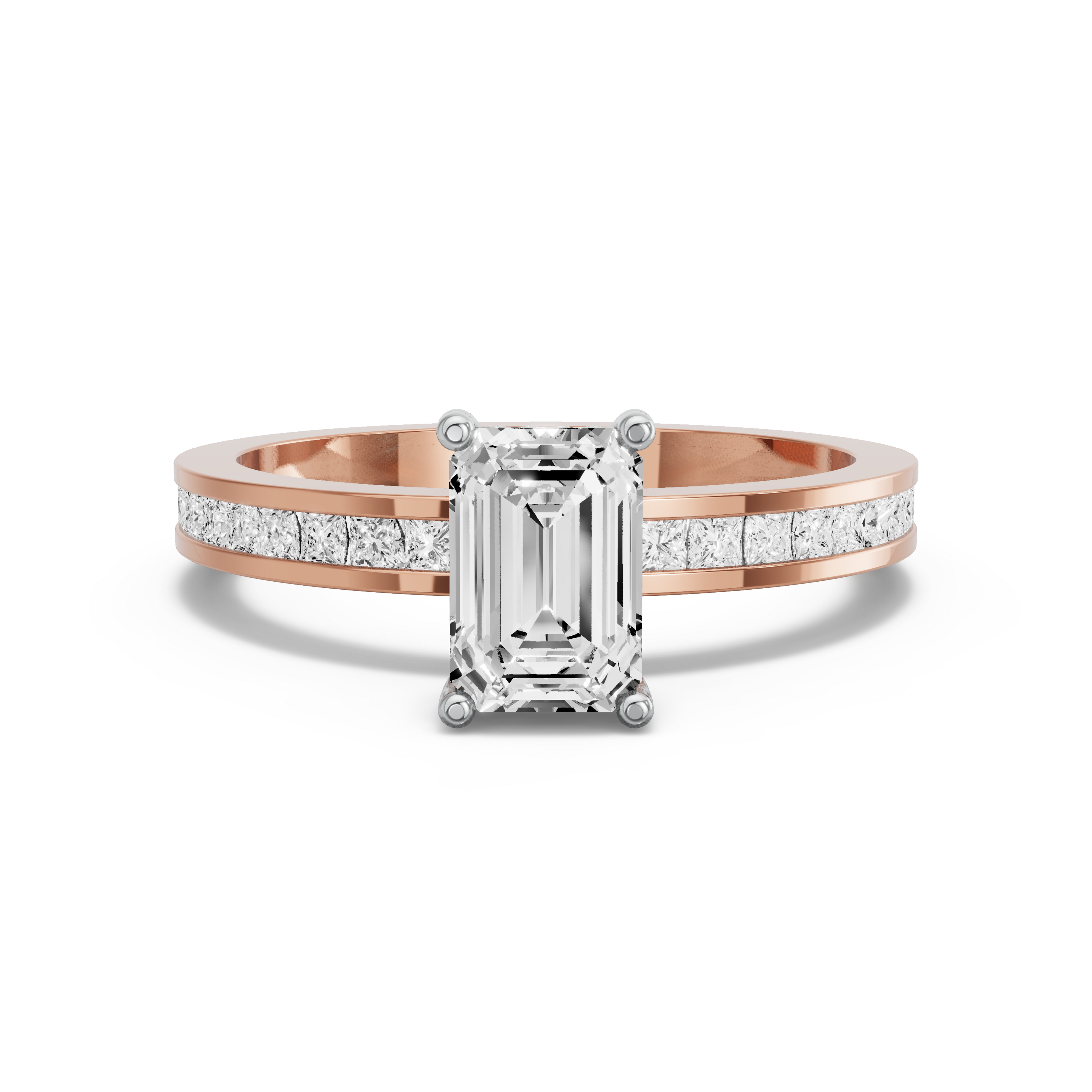 Image for Radiant Pave Basket Ring with Channel band