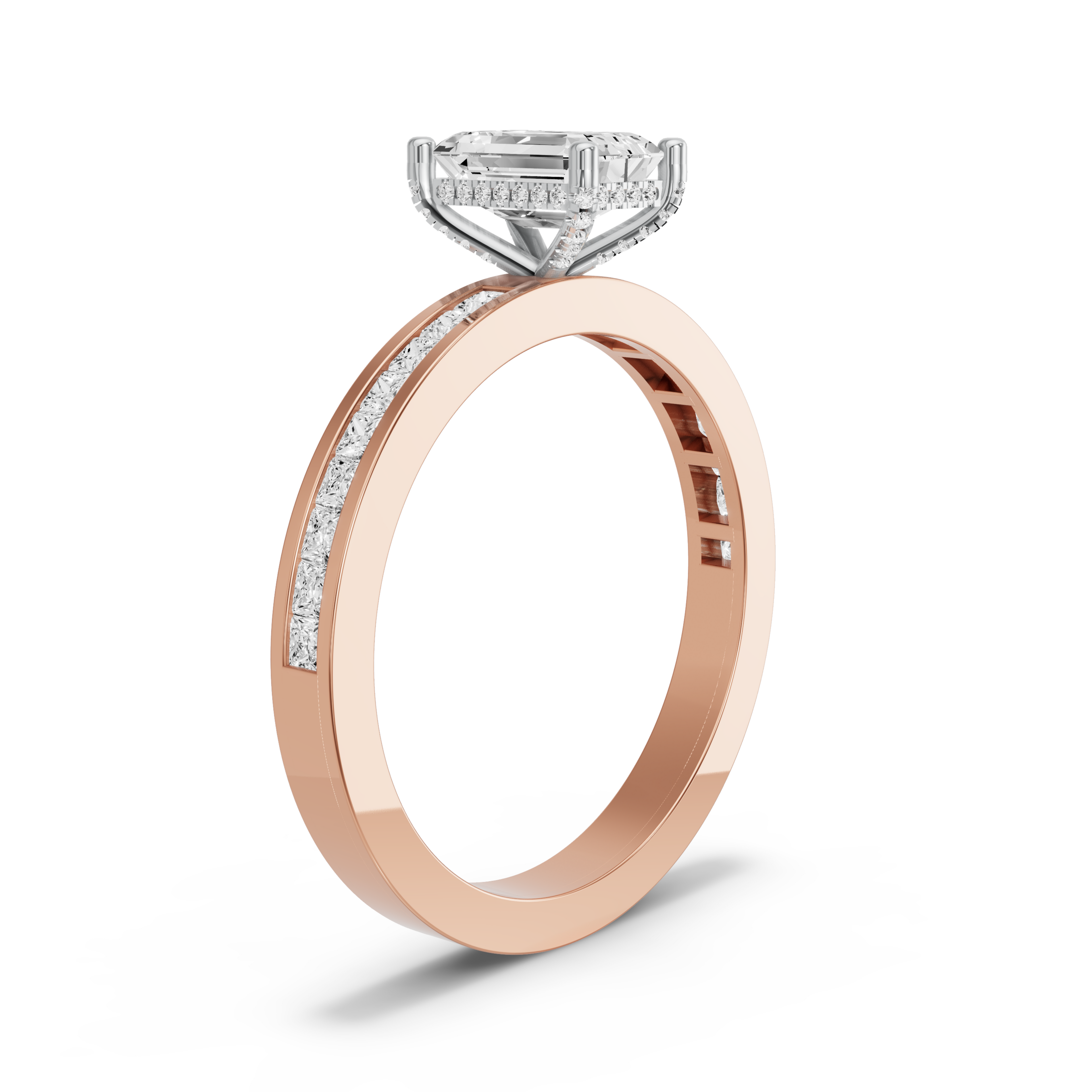 Image for Radiant Pave Basket Ring with Channel band
