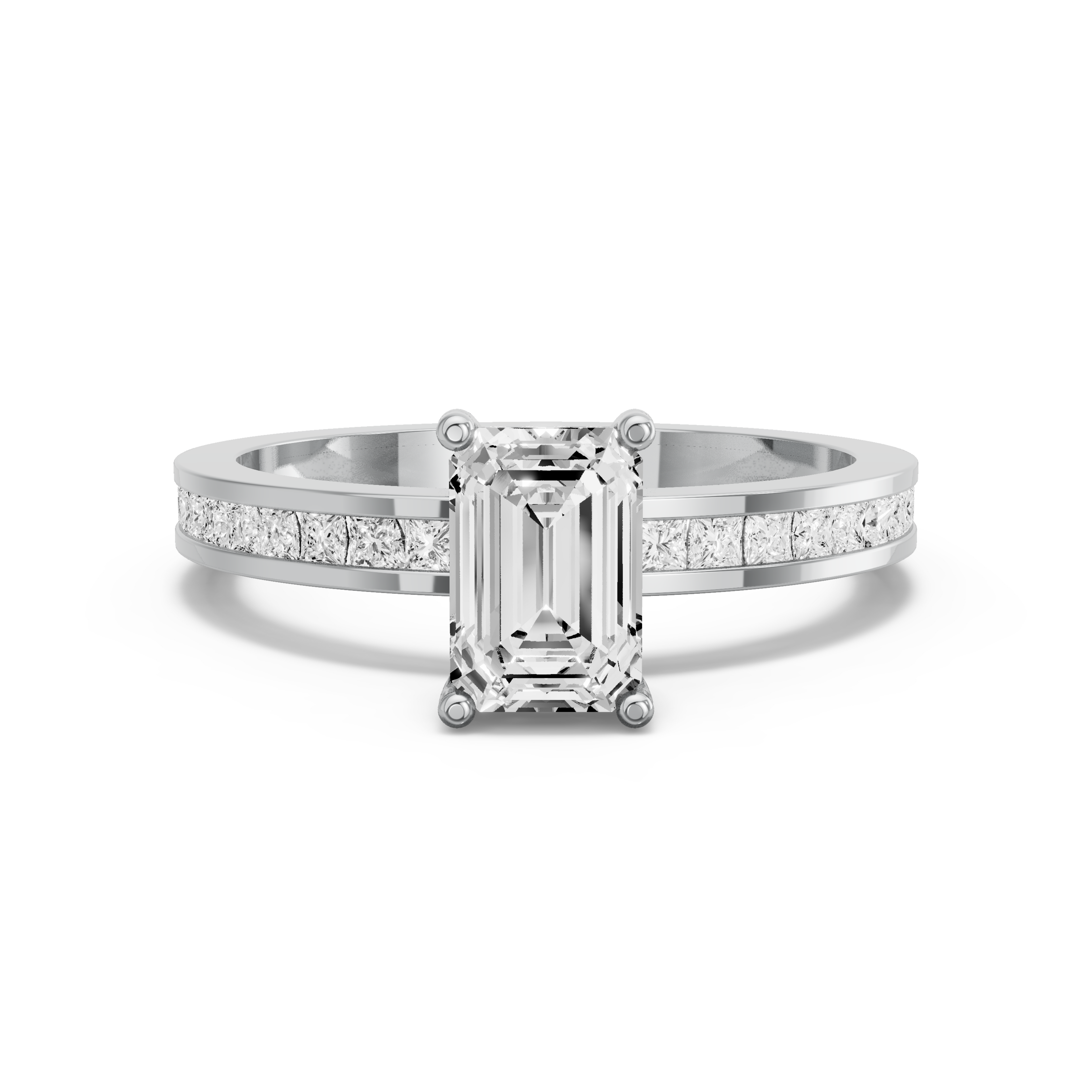 Image for Radiant Pave Basket Ring with Channel band in 18K Two Tone Rose Gold
