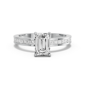 Image for Radiant Pave Basket Ring with Channel band in 10K Two Tone Rose Gold