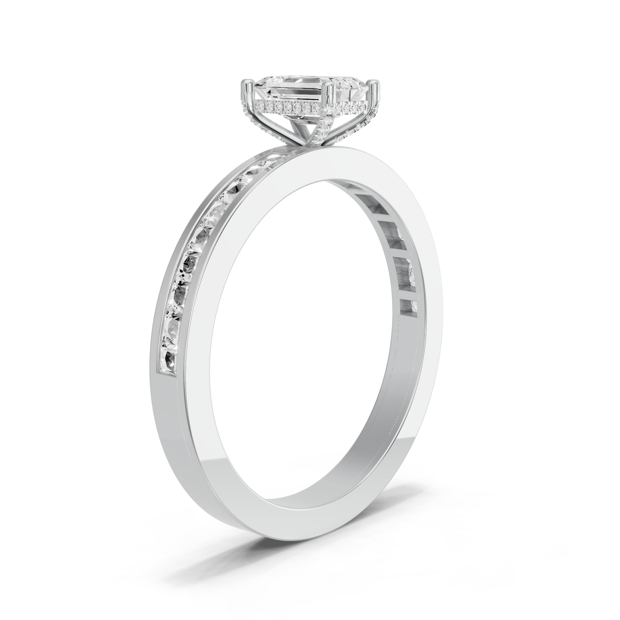 Image for Radiant Pave Basket Ring with Channel band