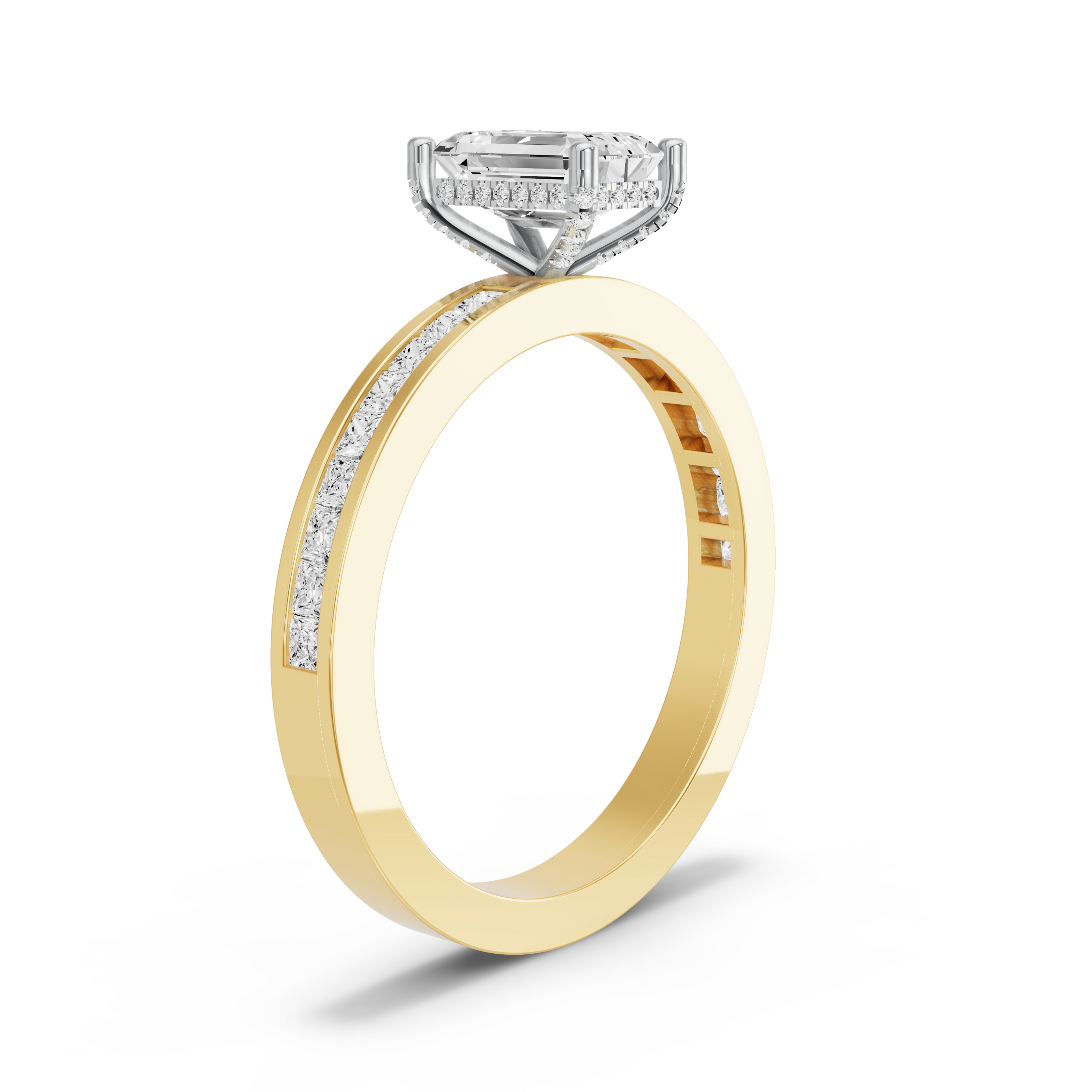 Image for Radiant Pave Basket Ring with Channel band