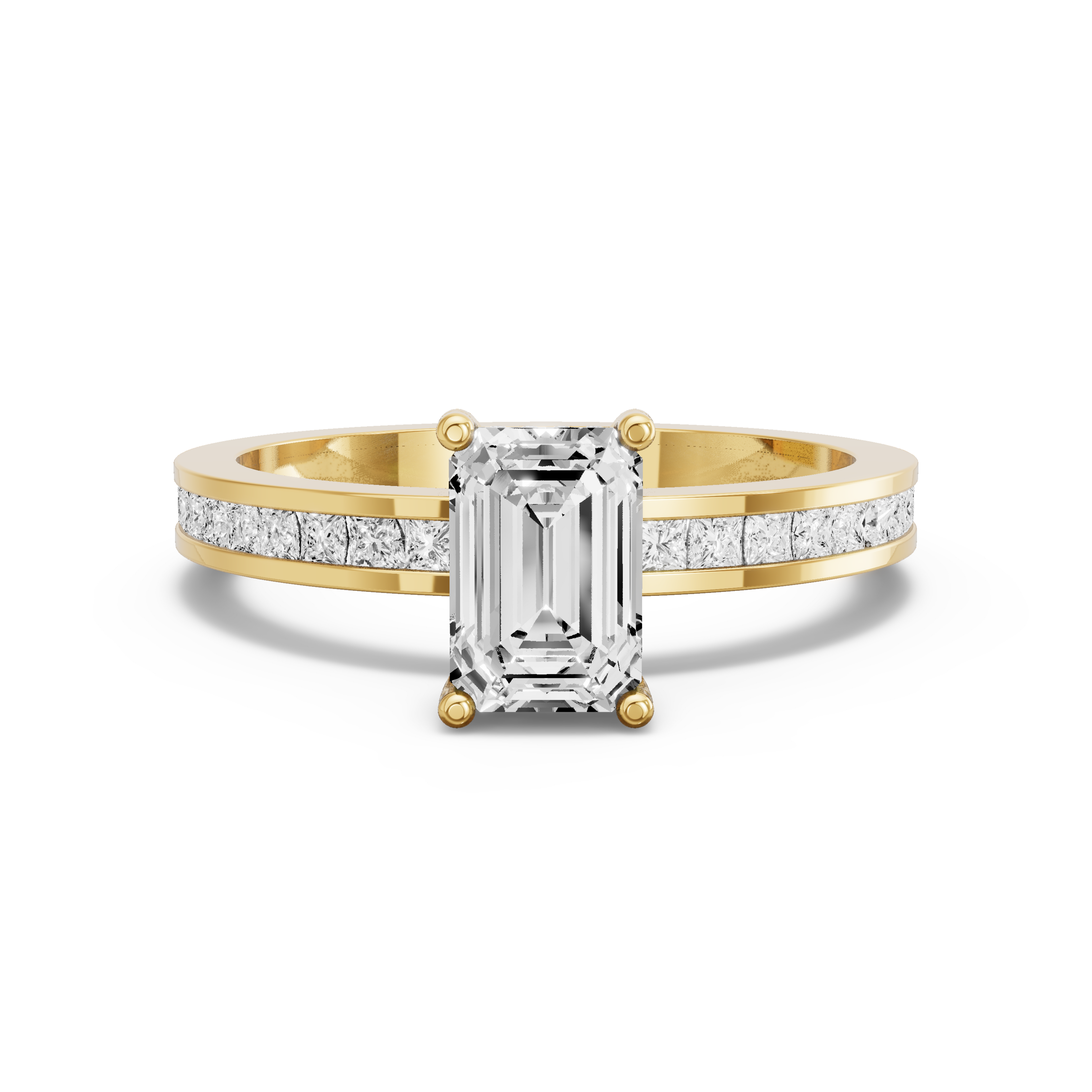 Image for Radiant Pave Basket Ring with Channel band in 18K White Gold