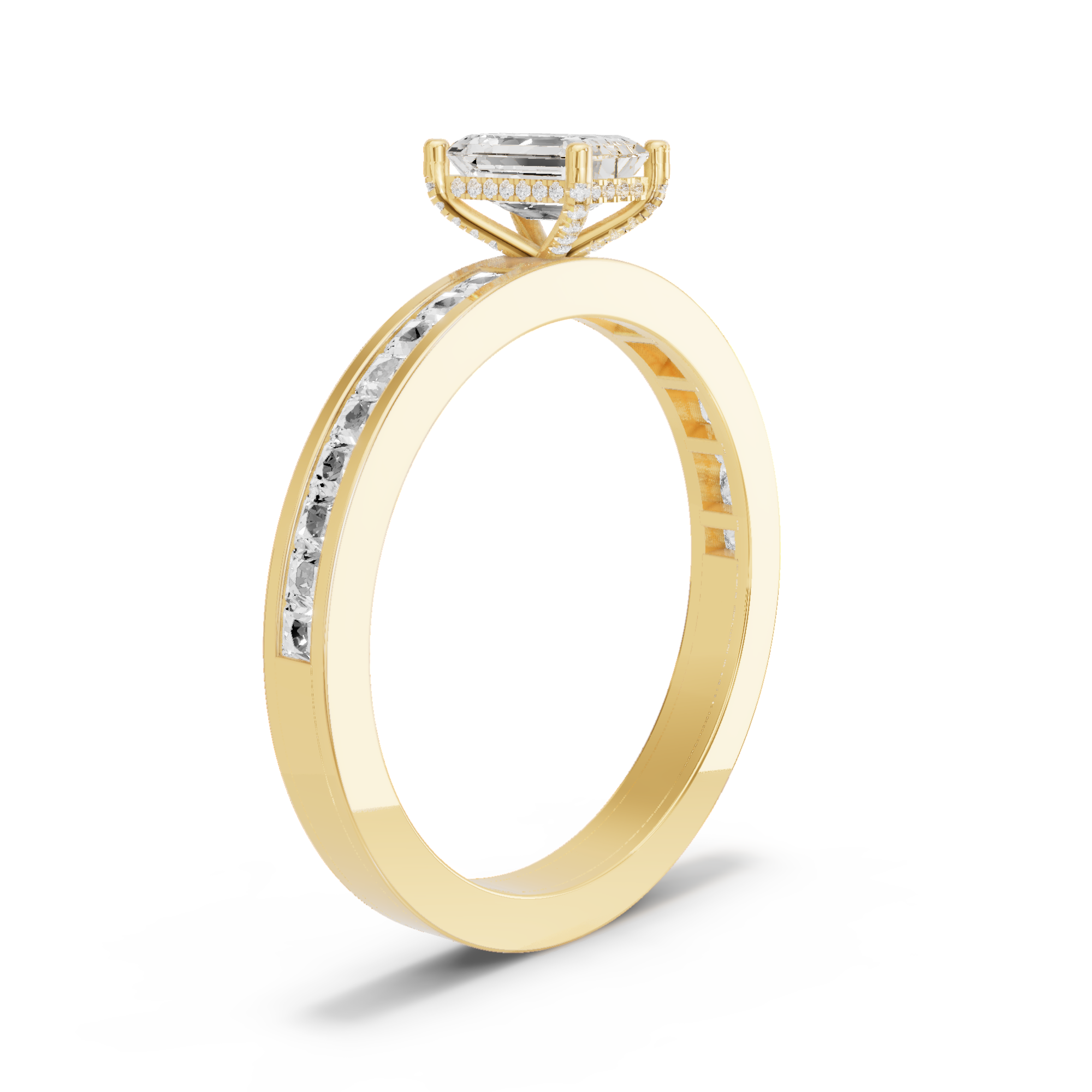 Image for Radiant Pave Basket Ring with Channel band