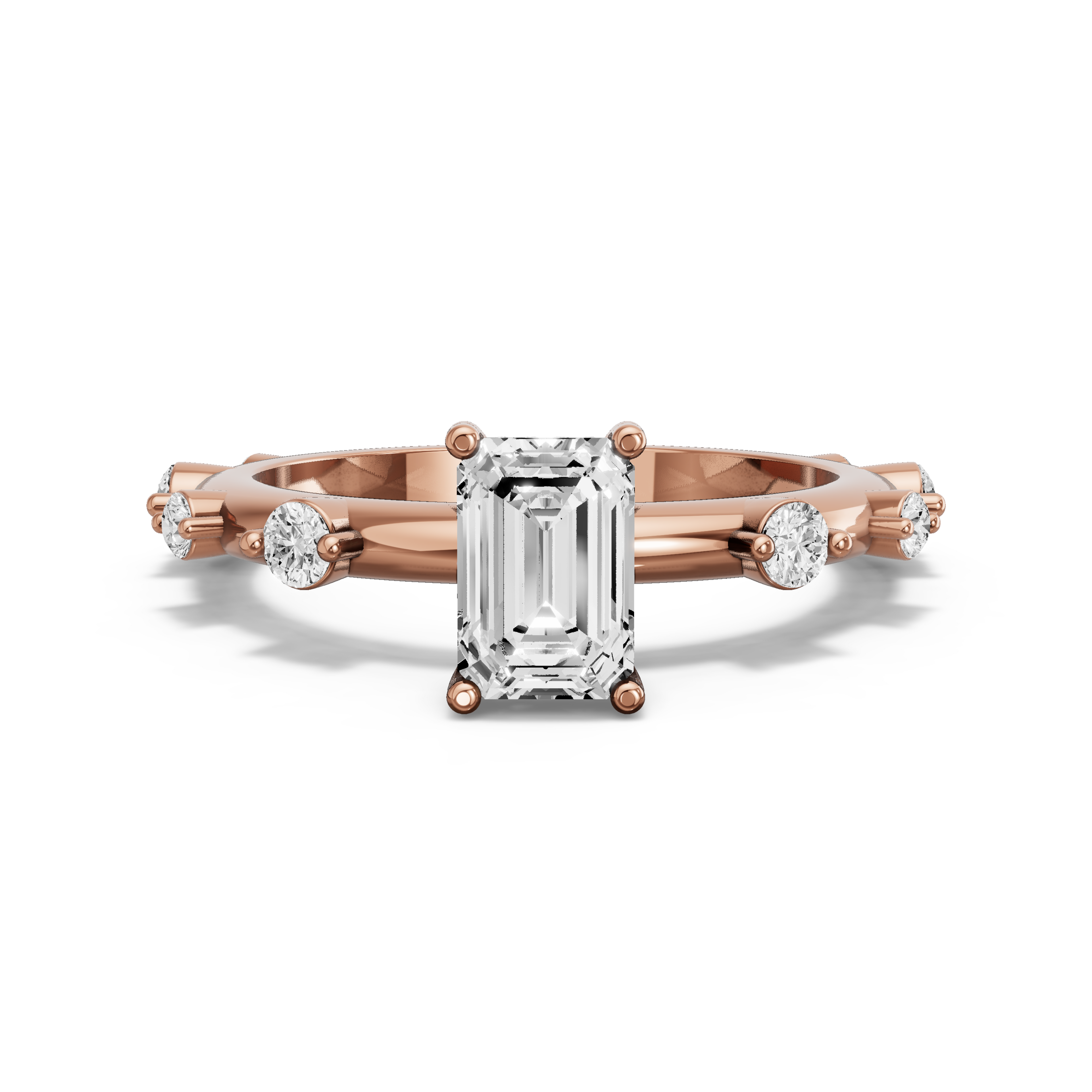 Image for Radiant Pave Basket Ring with Floating Station band in 10K Yellow Gold