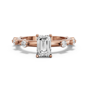 Image for Radiant Pave Basket Ring with Floating Station band in 14K Rose Gold