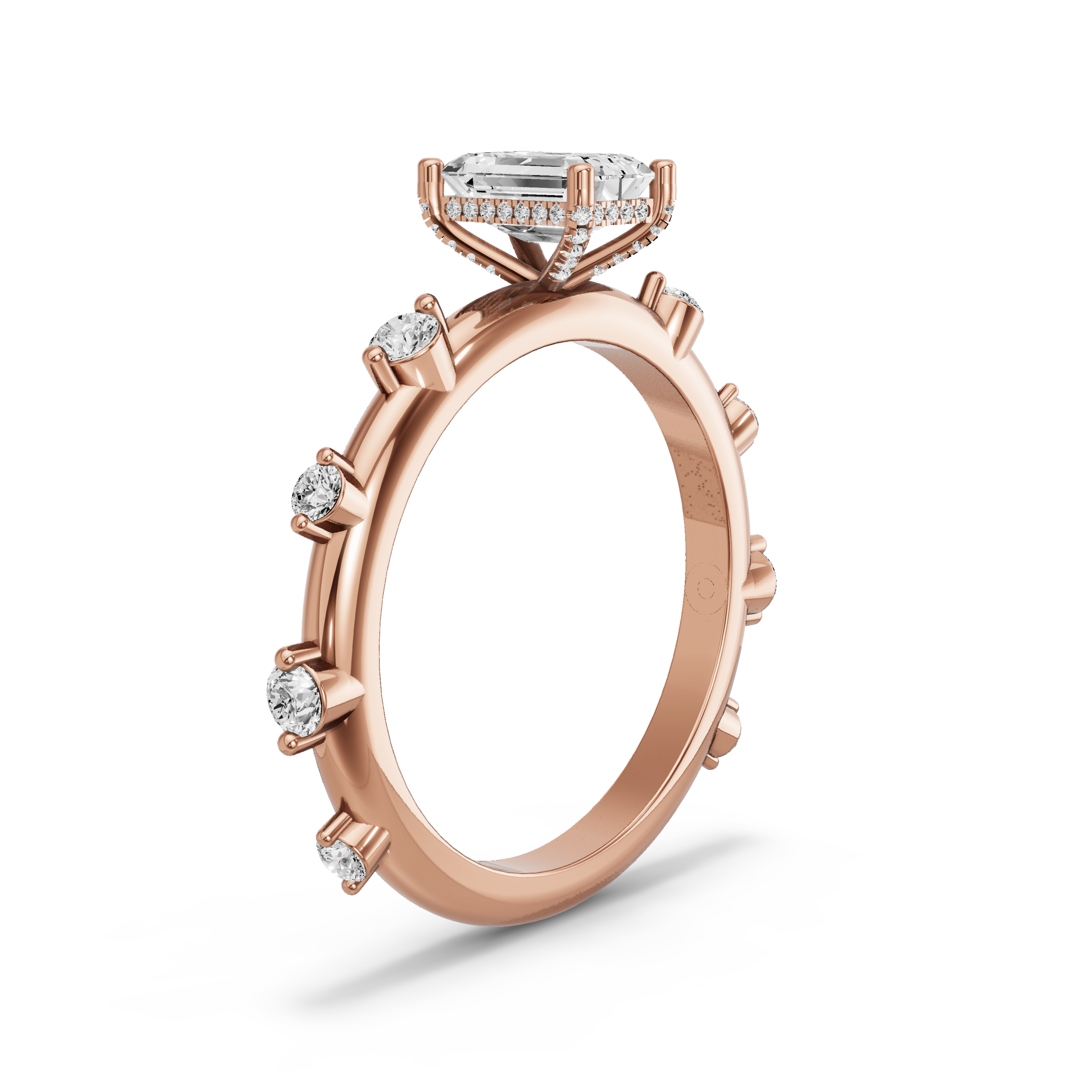 Image for Radiant Pave Basket Ring with Floating Station band in 18K Yellow Gold