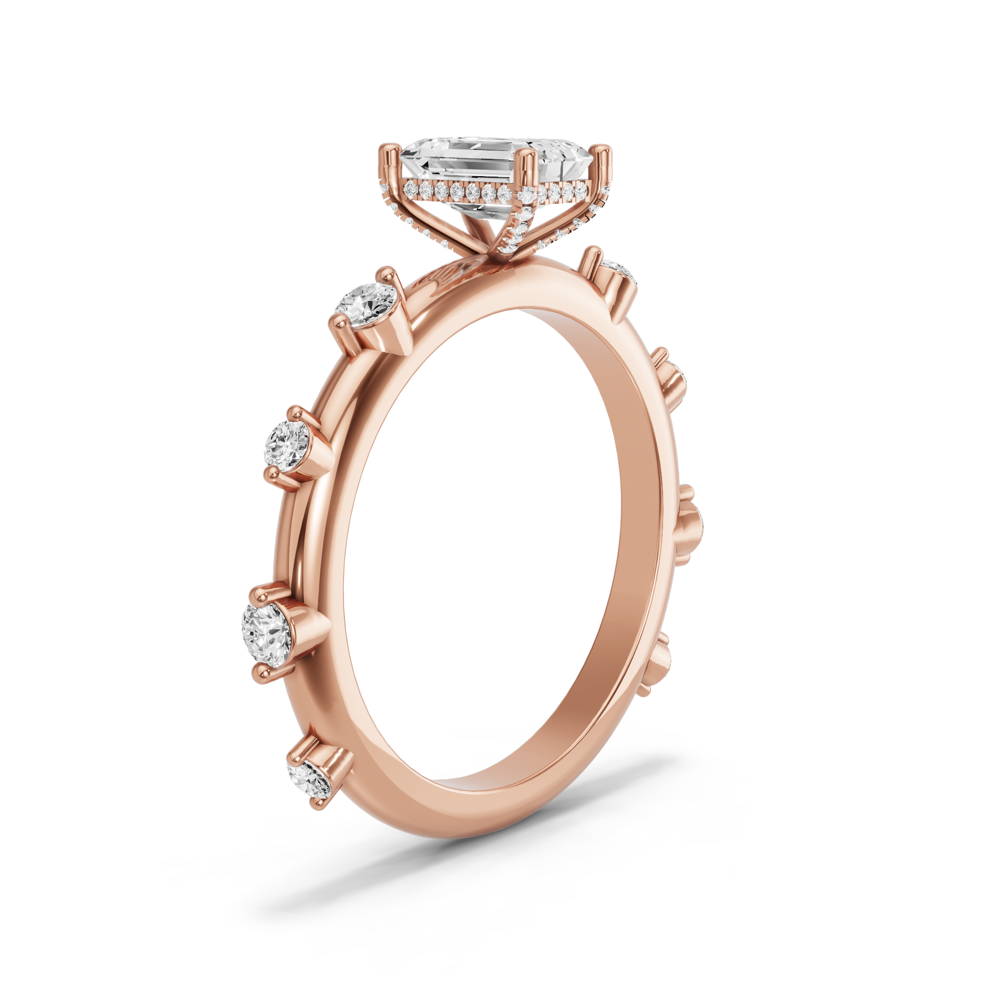 Image for Radiant Pave Basket Ring with Floating Station band