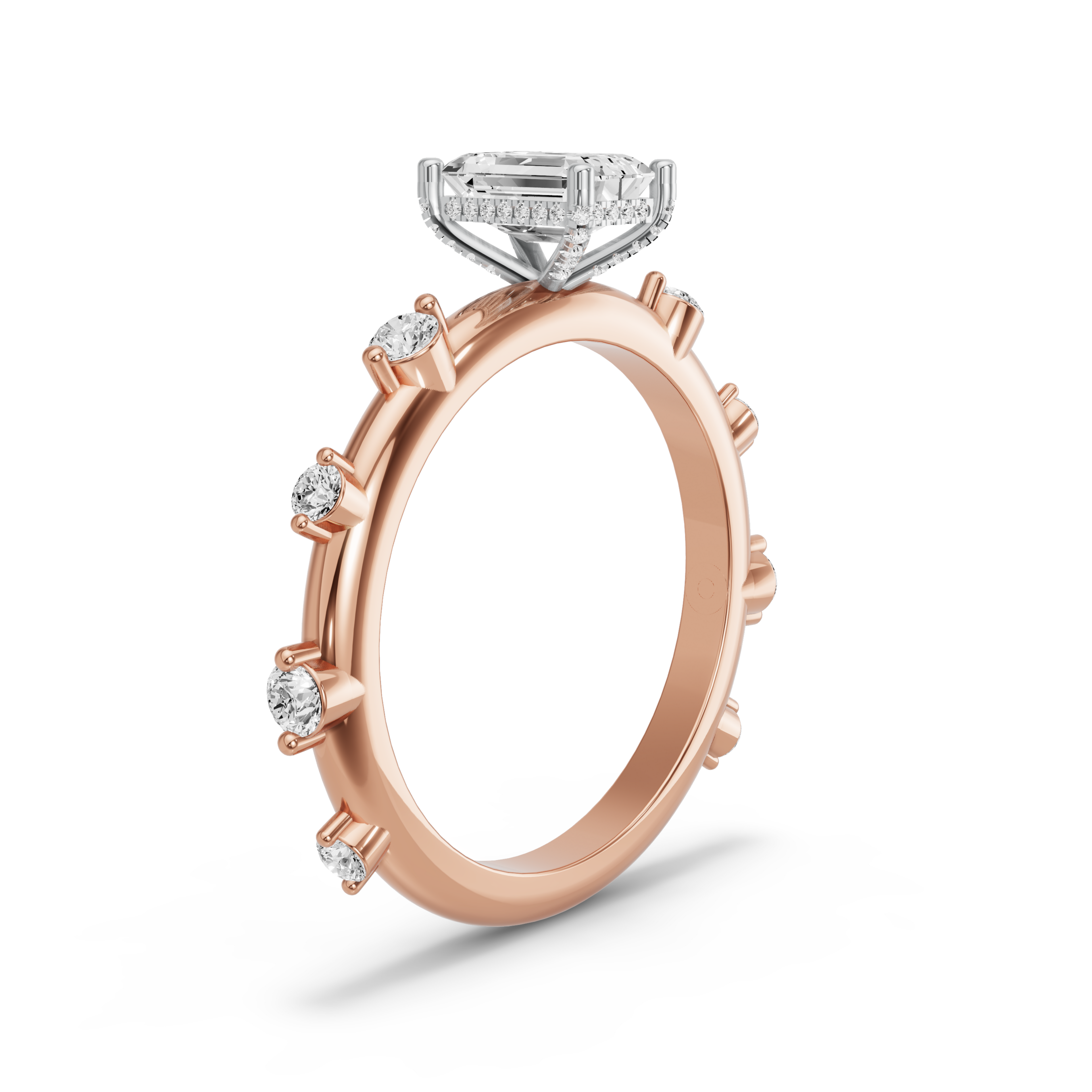 Image for Radiant Pave Basket Ring with Floating Station band