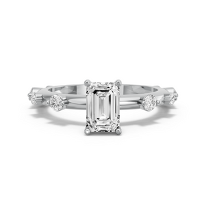 Image for Radiant Pave Basket Ring with Floating Station band in 14K White Gold