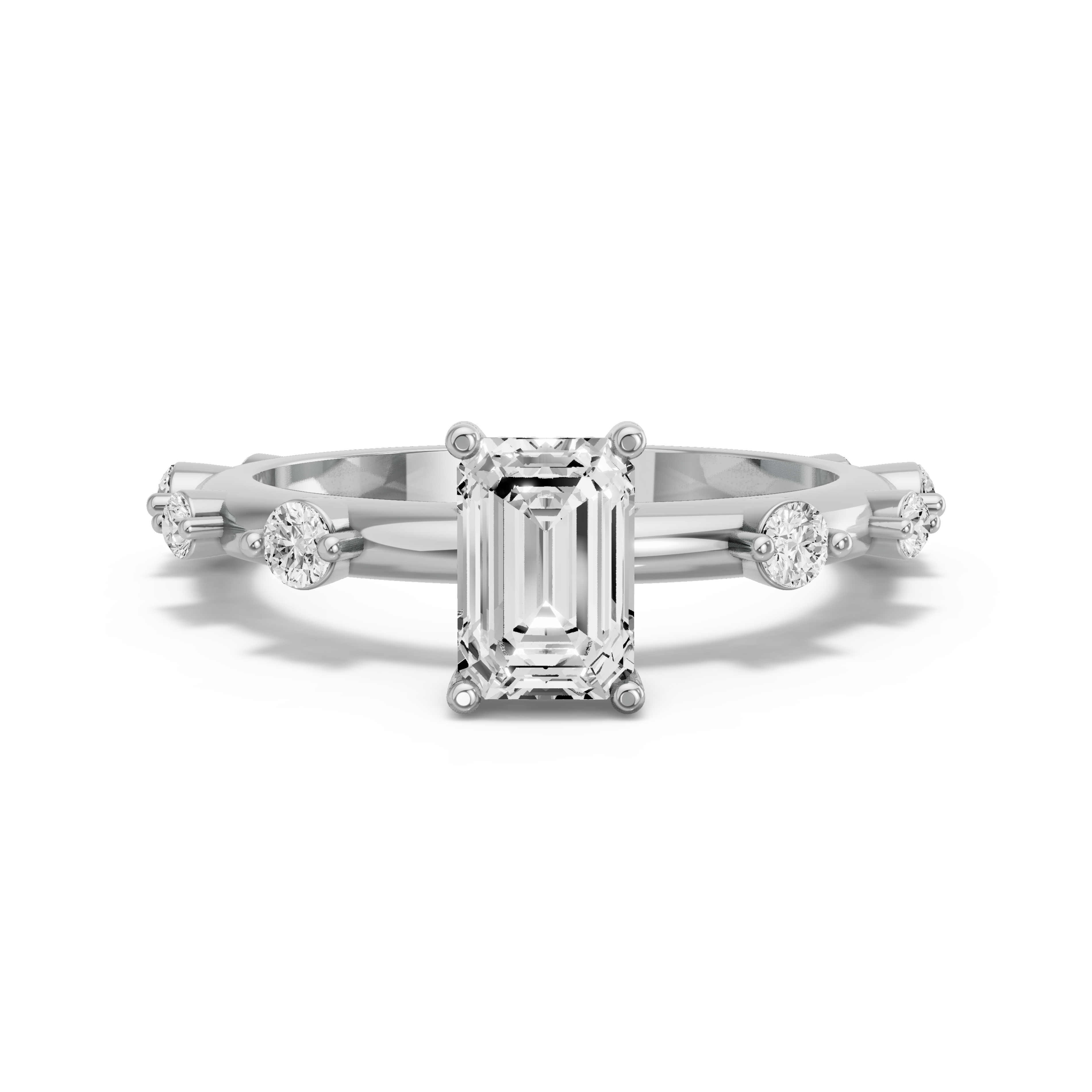 Image for Radiant Pave Basket Ring with Floating Station band in 18K Two Tone Rose Gold