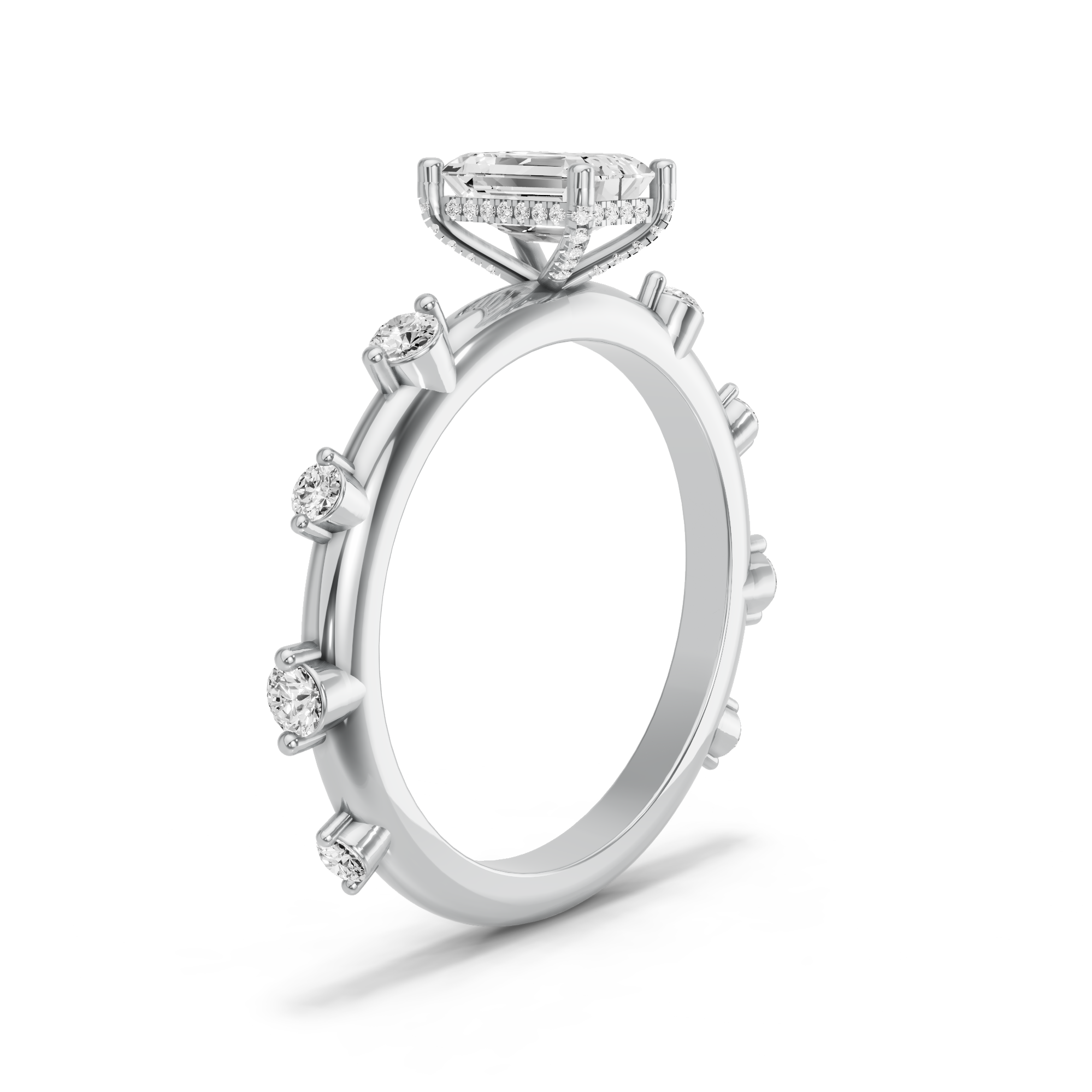 Image for Radiant Pave Basket Ring with Floating Station band