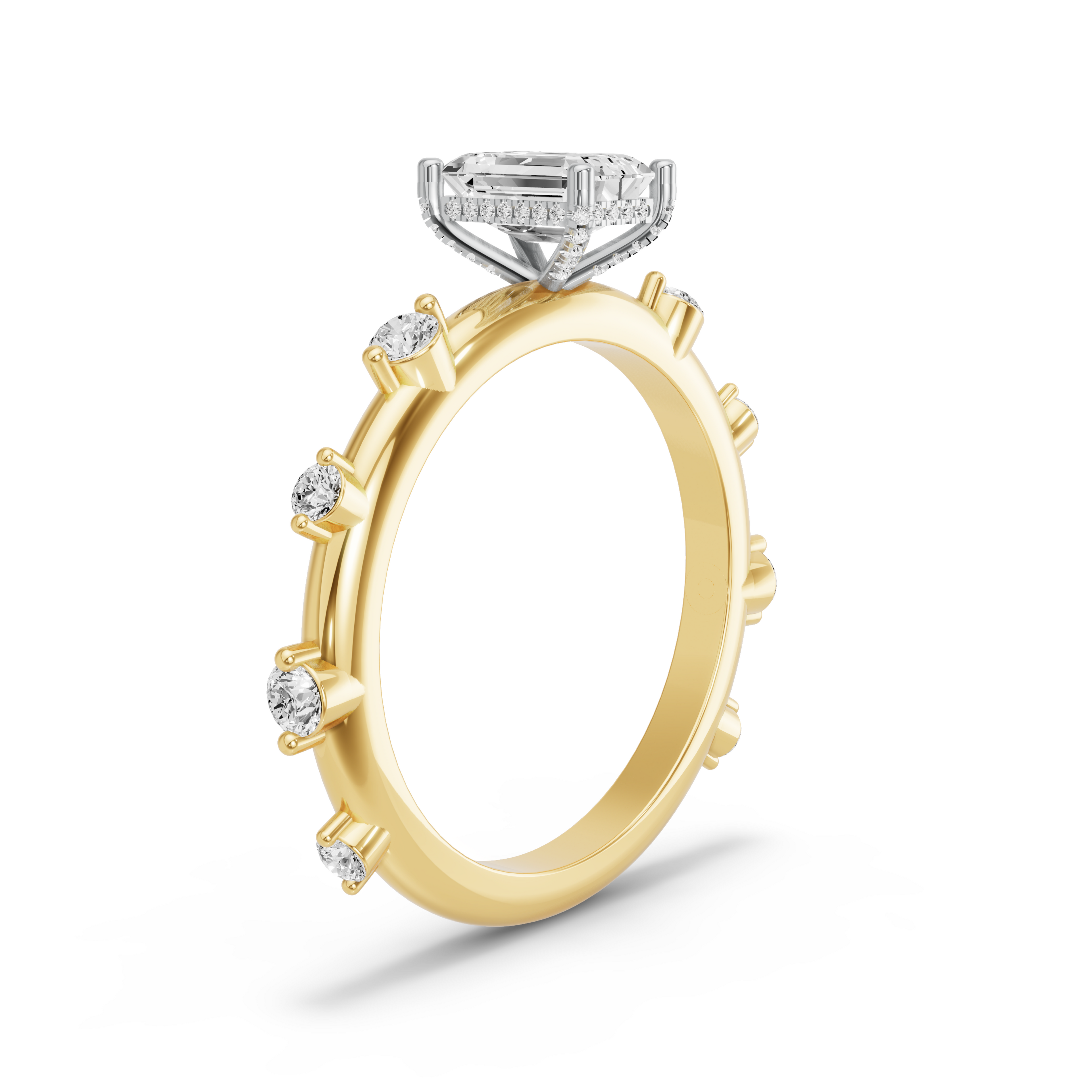 Image for Radiant Pave Basket Ring with Floating Station band