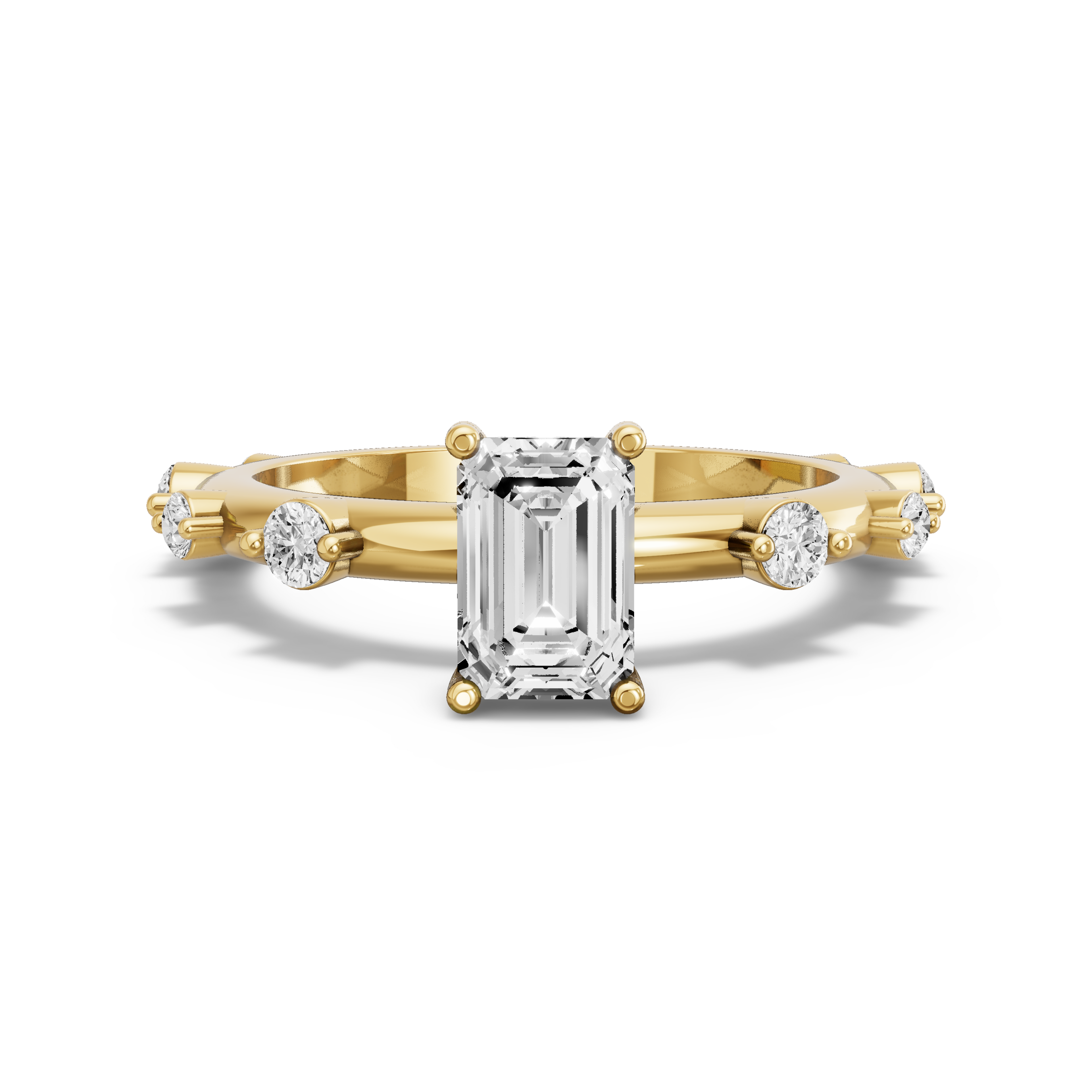 Image for Radiant Pave Basket Ring with Floating Station band in 18K White Gold