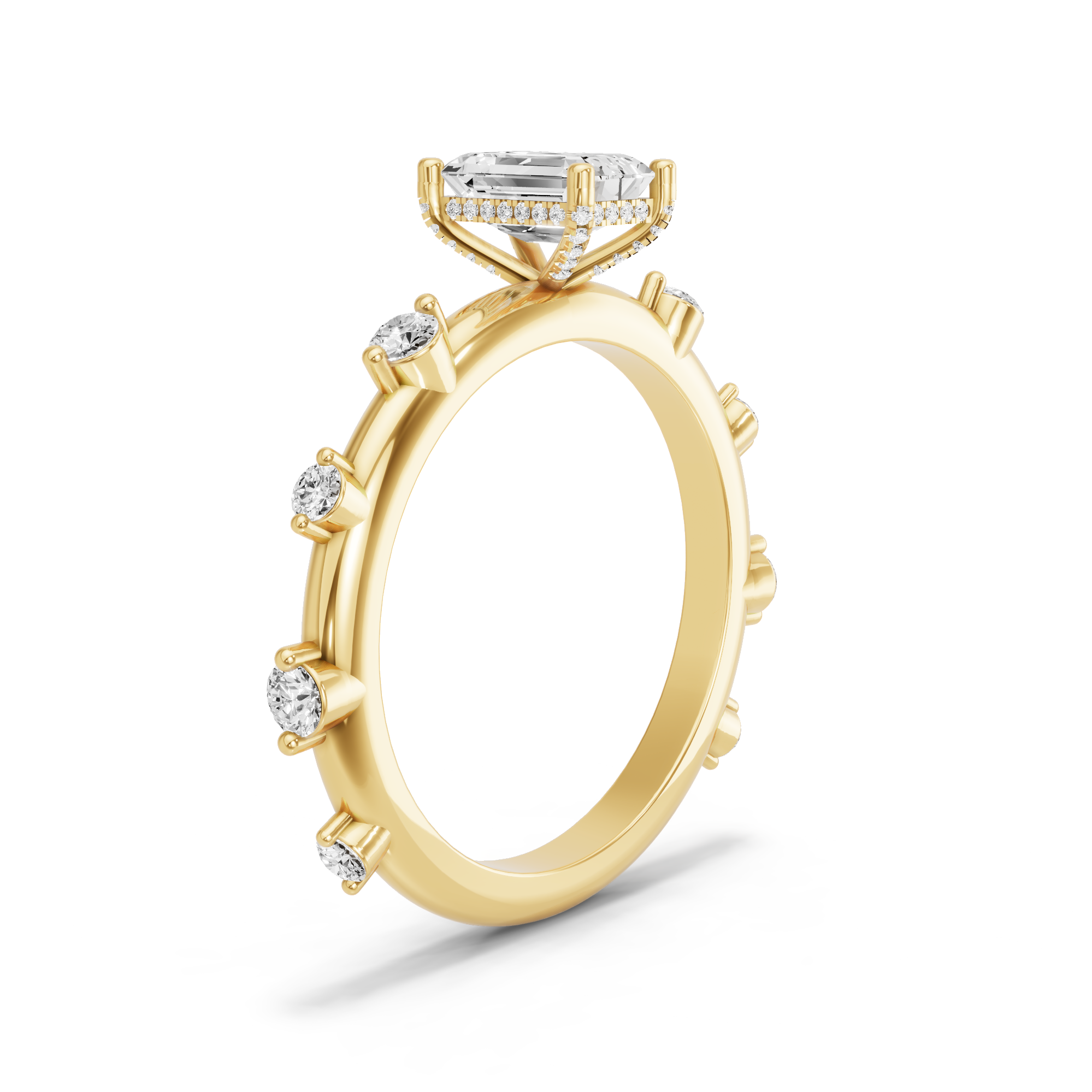 Image for Radiant Pave Basket Ring with Floating Station band