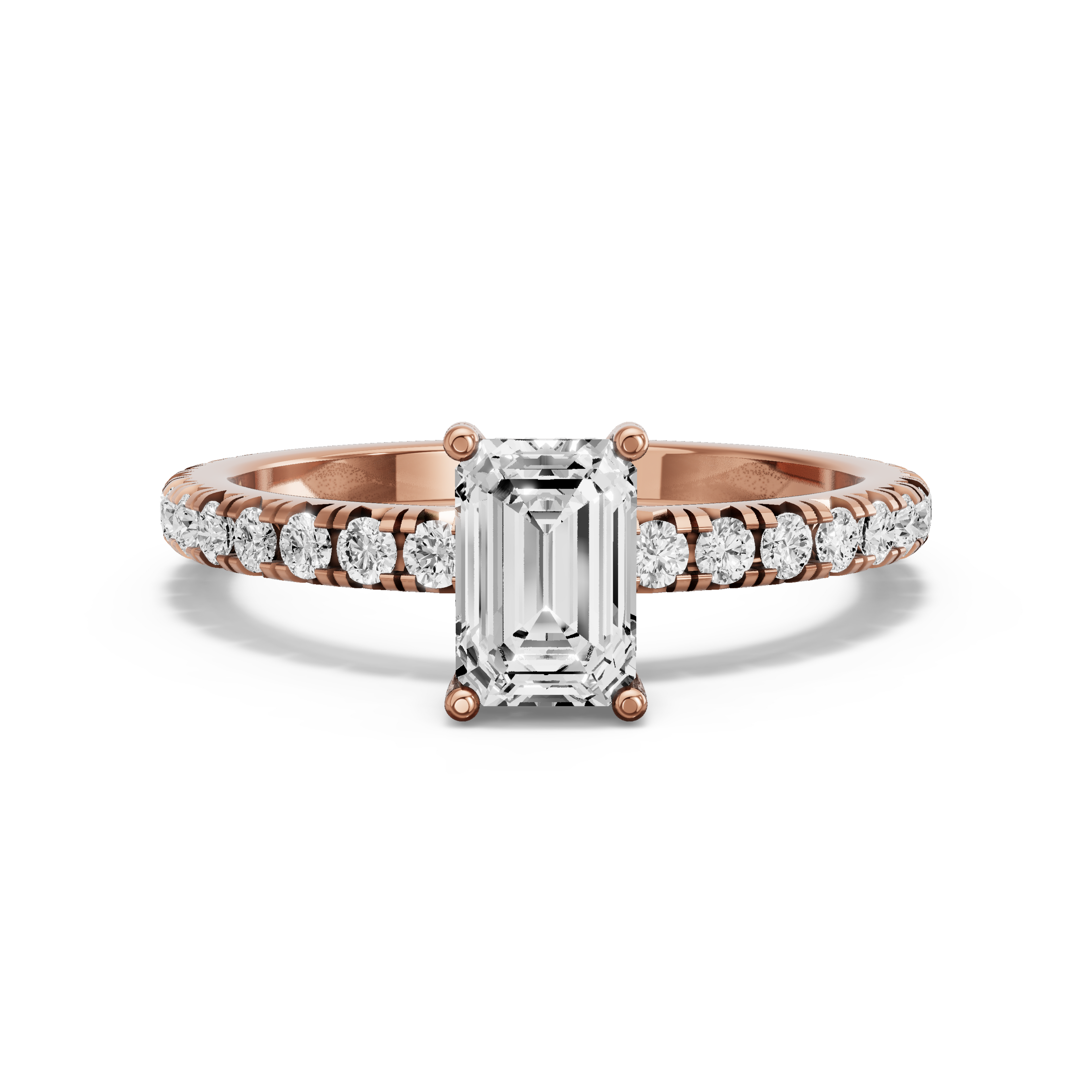 Image for Radiant Pave Basket Ring with French Pave band in 10K Yellow Gold