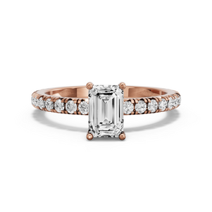 Image for Radiant Pave Basket Ring with French Pave band in 18K Yellow Gold