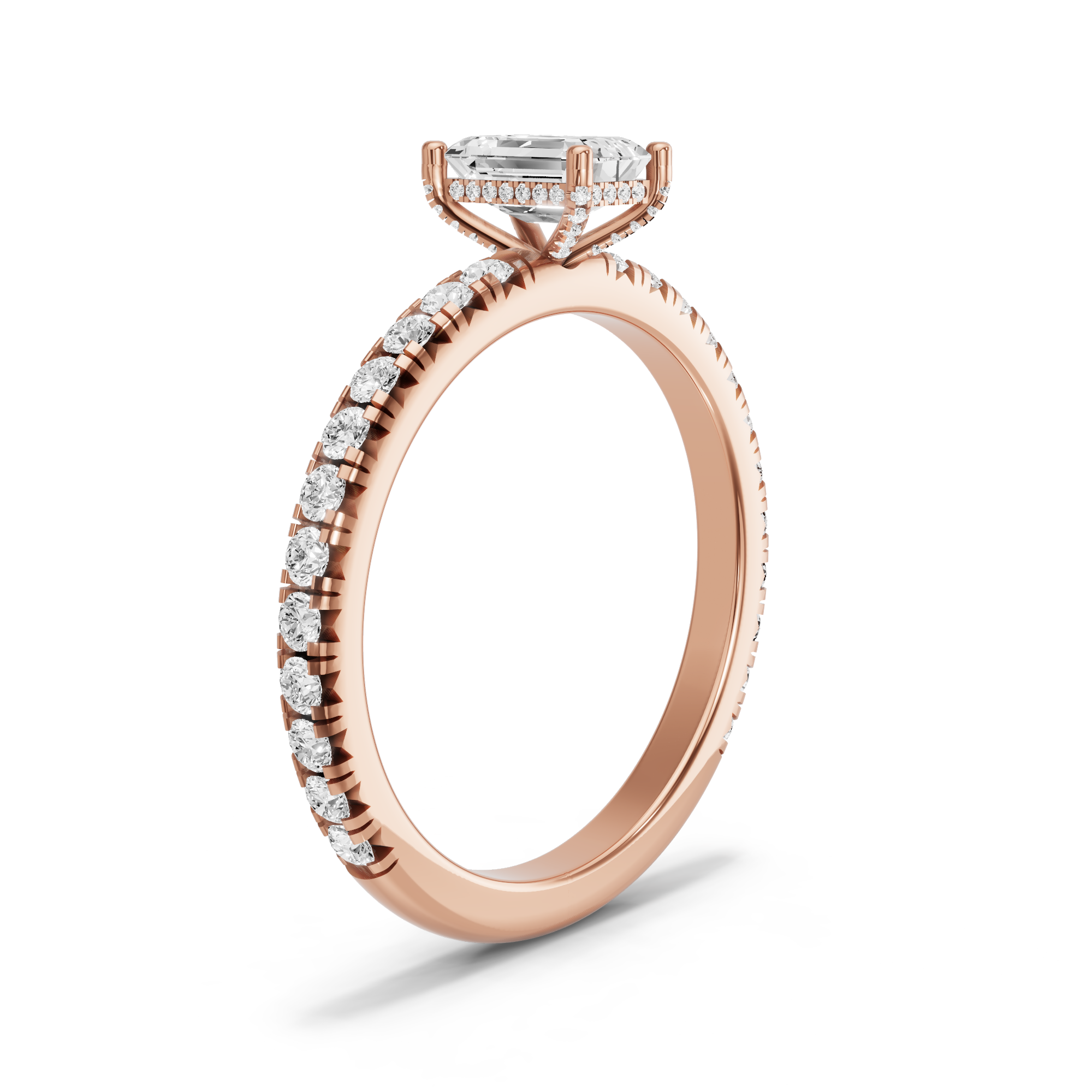 Image for Radiant Pave Basket Ring with French Pave band