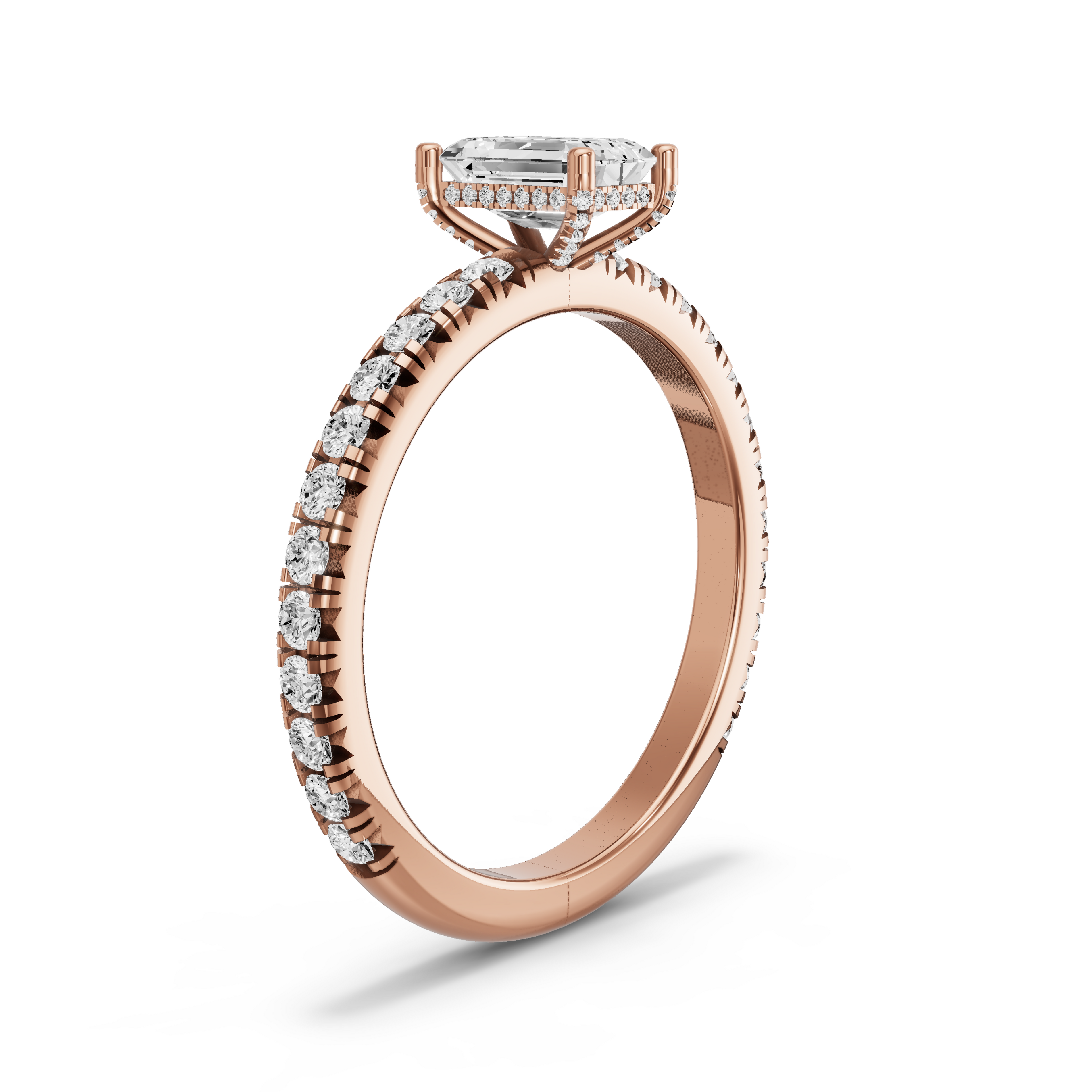 Image for Radiant Pave Basket Ring with French Pave band in 10K Yellow Gold
