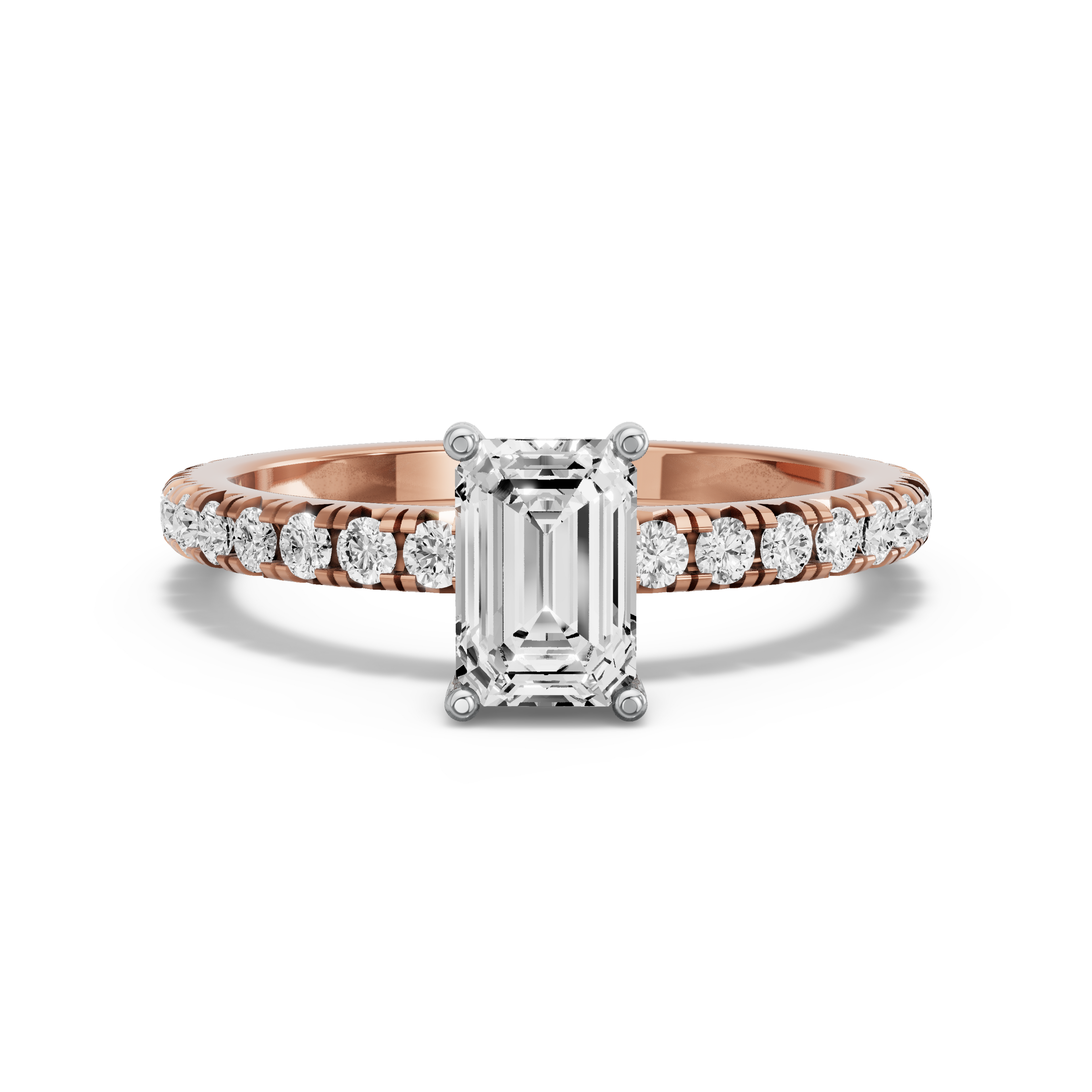 Image for Radiant Pave Basket Ring with French Pave band