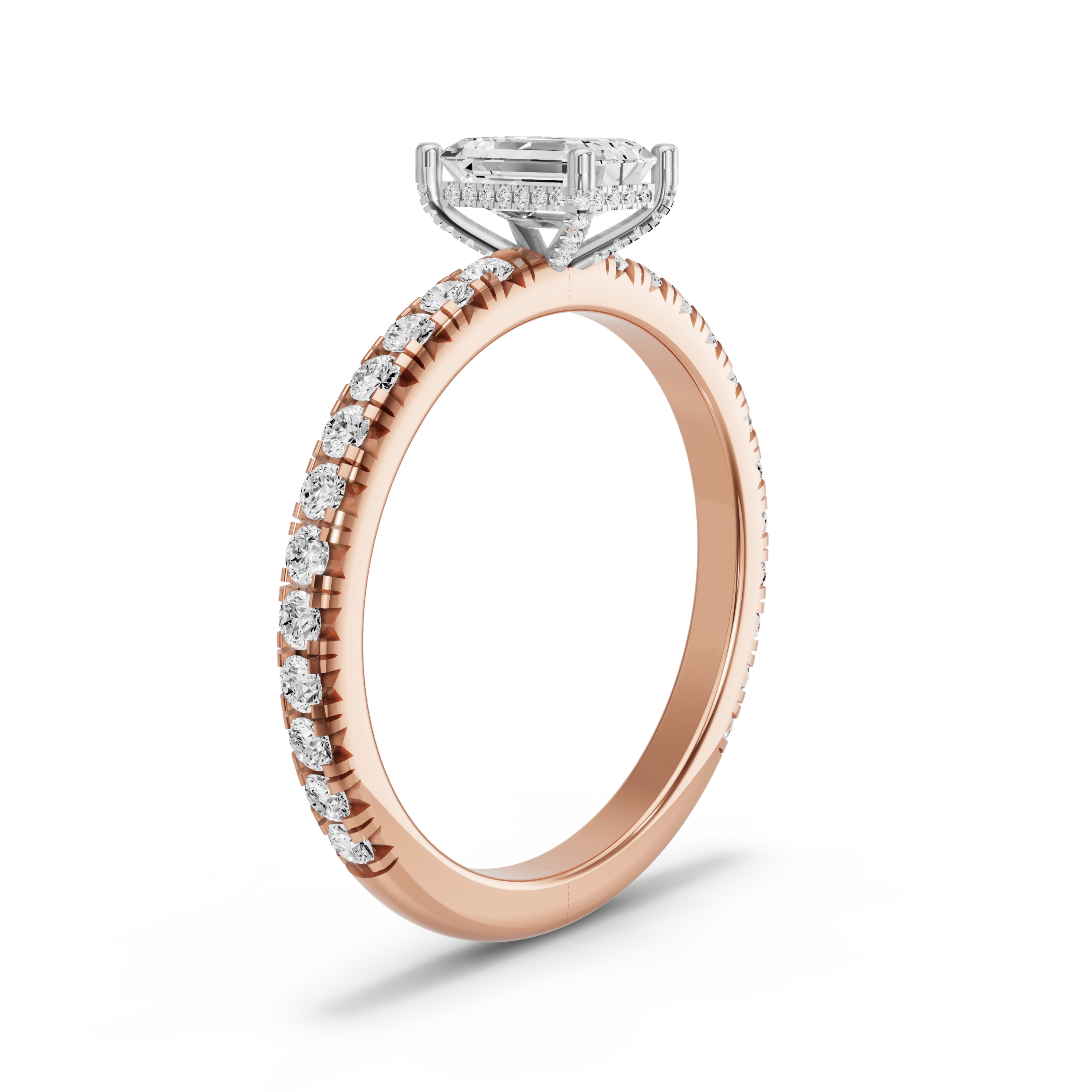 Image for Radiant Pave Basket Ring with French Pave band