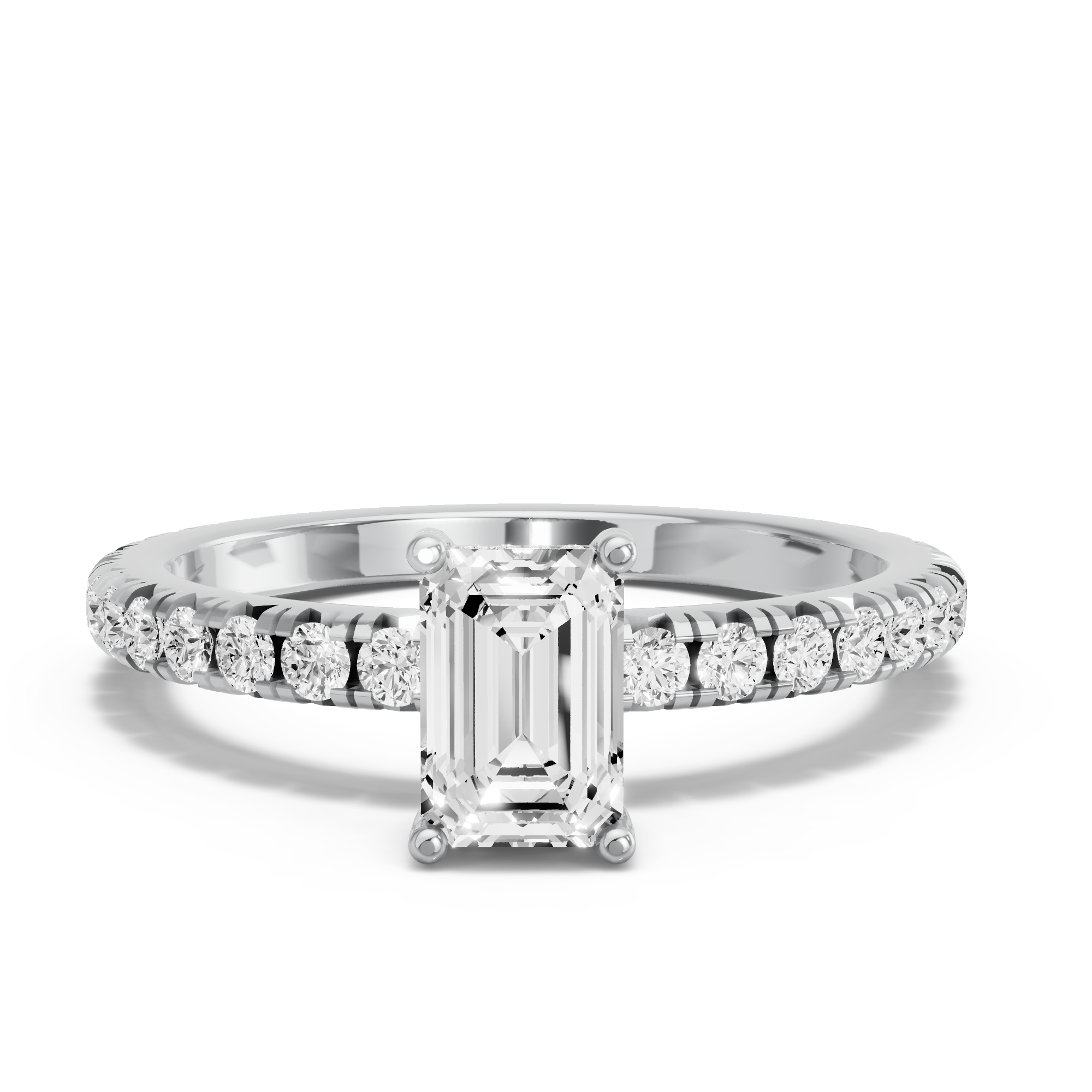 Image for Radiant Pave Basket Ring with French Pave band