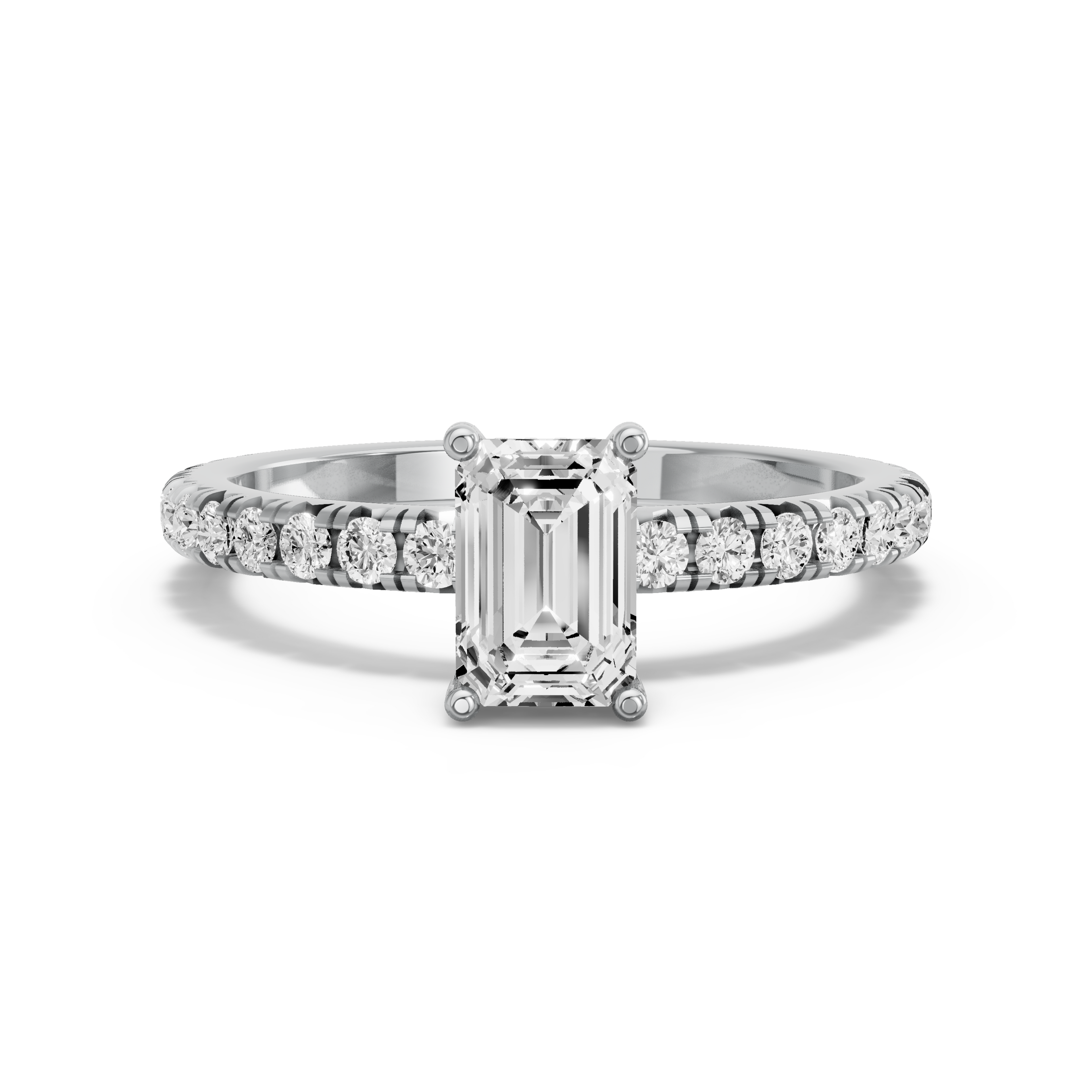 Image for Radiant Pave Basket Ring with French Pave band in 14K Two Tone Rose Gold