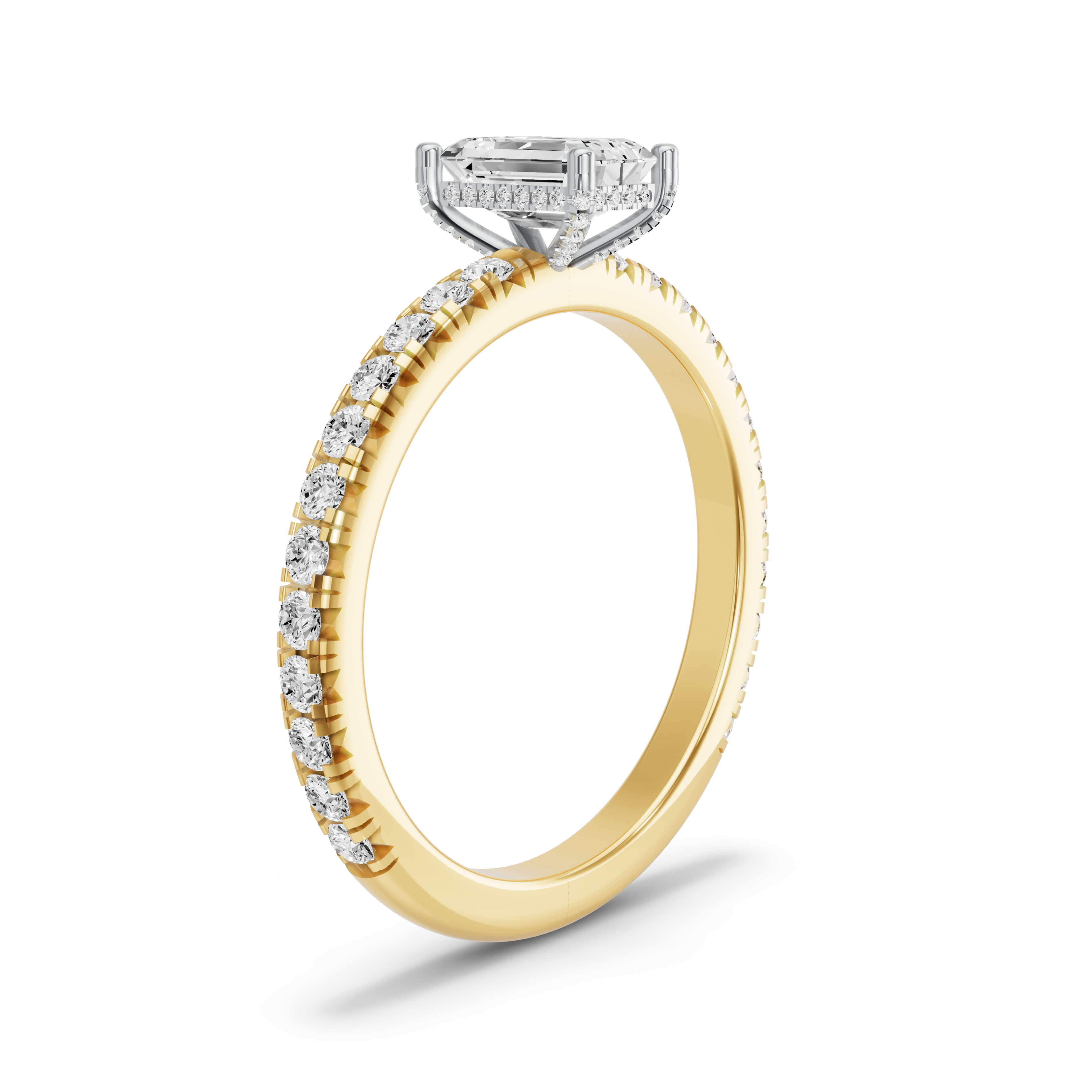Image for Radiant Pave Basket Ring with French Pave band