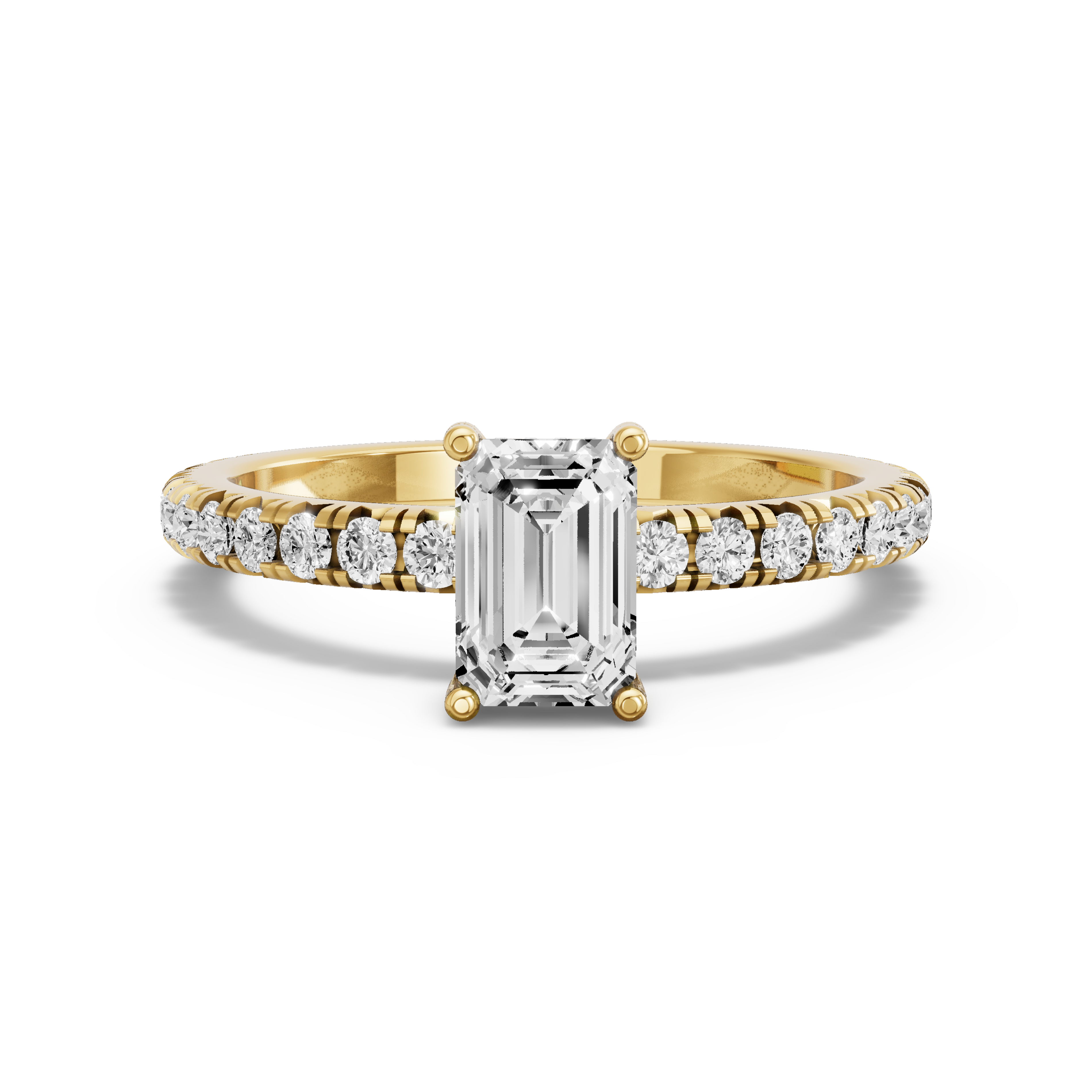 Image for Radiant Pave Basket Ring with French Pave band in 18K White Gold