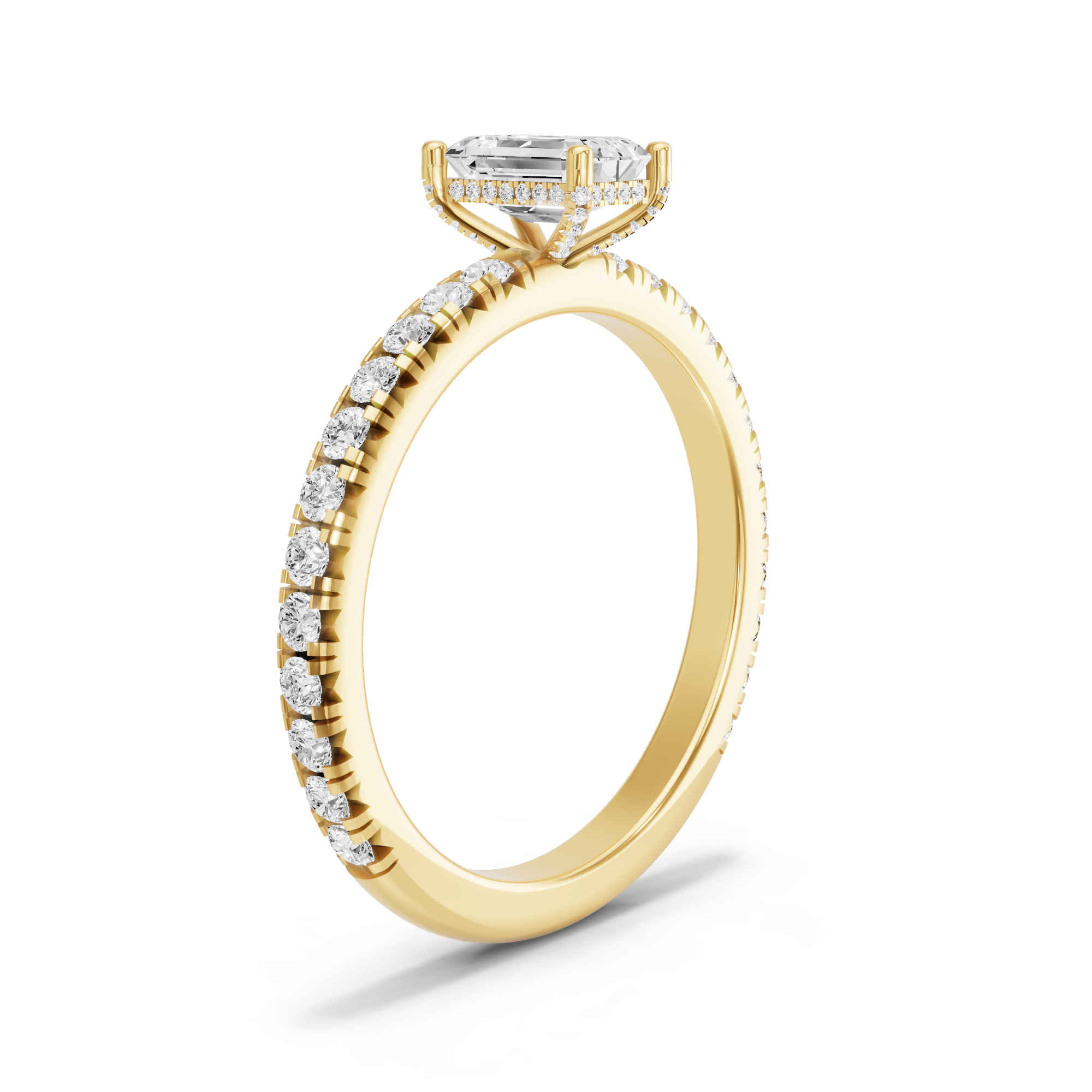 Image for Radiant Pave Basket Ring with French Pave band
