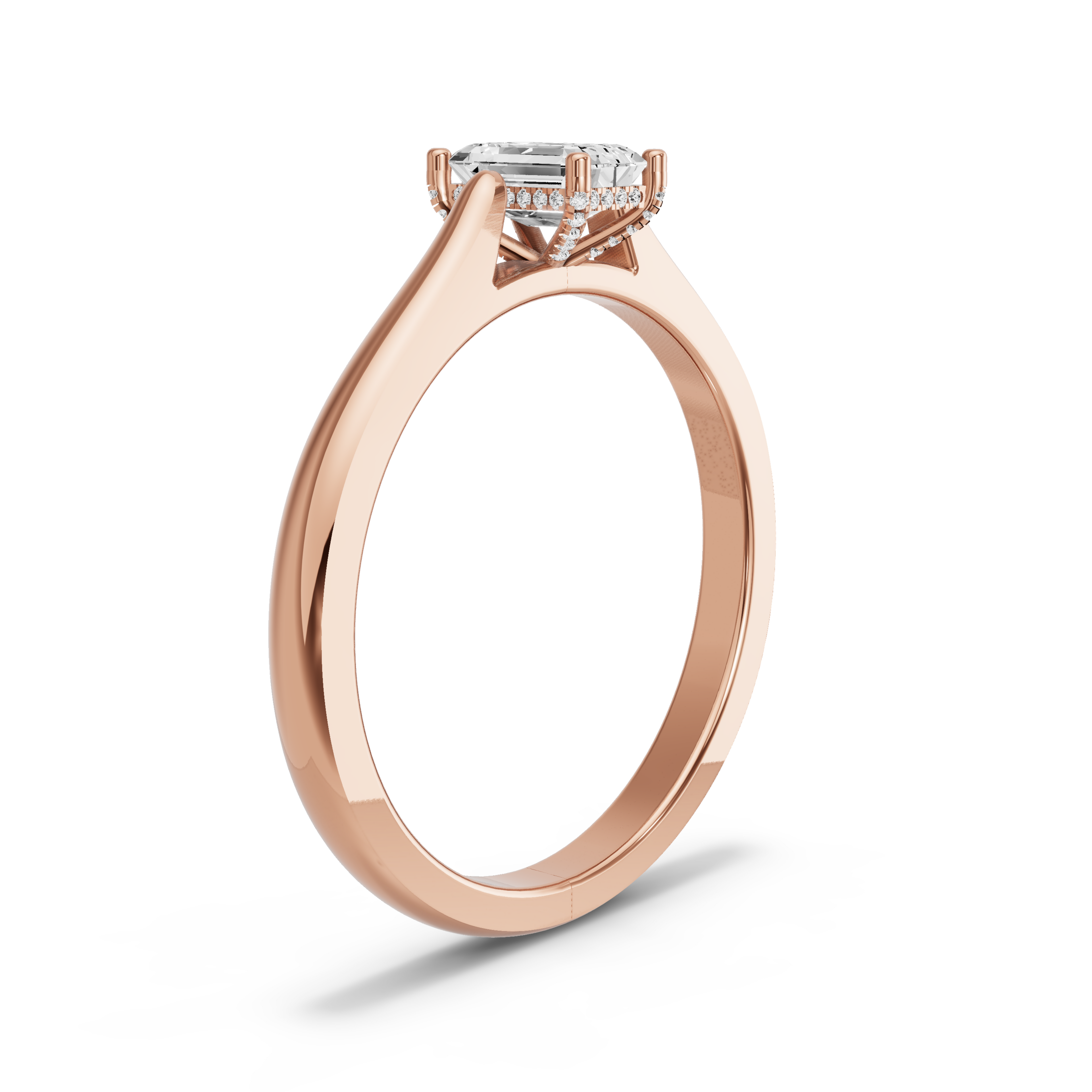 Image for Radiant Pave Basket Ring with Knife Edge Cathedral band in 14K Yellow Gold