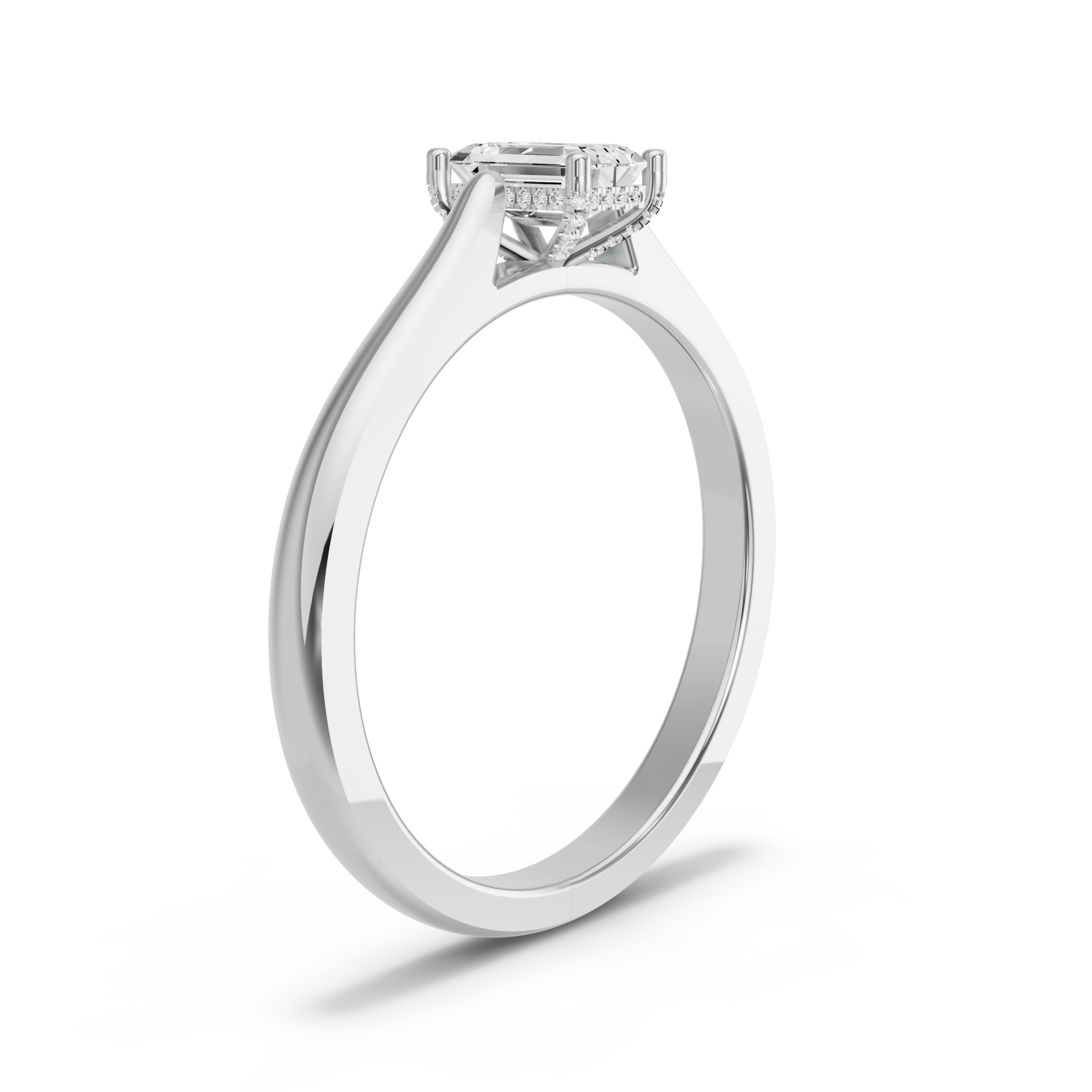 Image for Radiant Pave Basket Ring with French Pave band in 950 Platinum