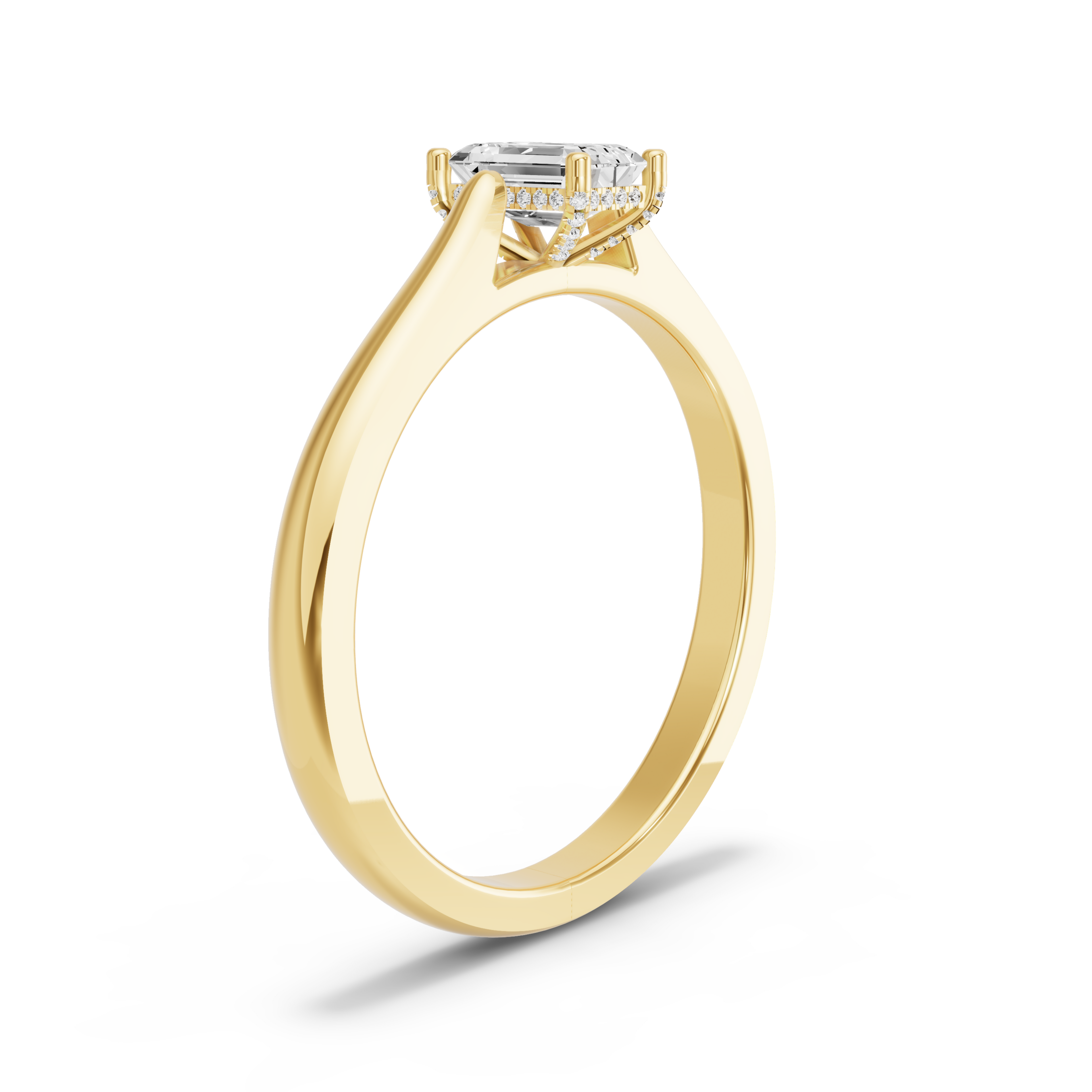 Image for Radiant Pave Basket Ring with Knife Edge Cathedral band in 14K White Gold