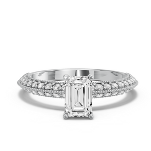 Image for Radiant Pave Basket Ring with Knife Edge Pave band