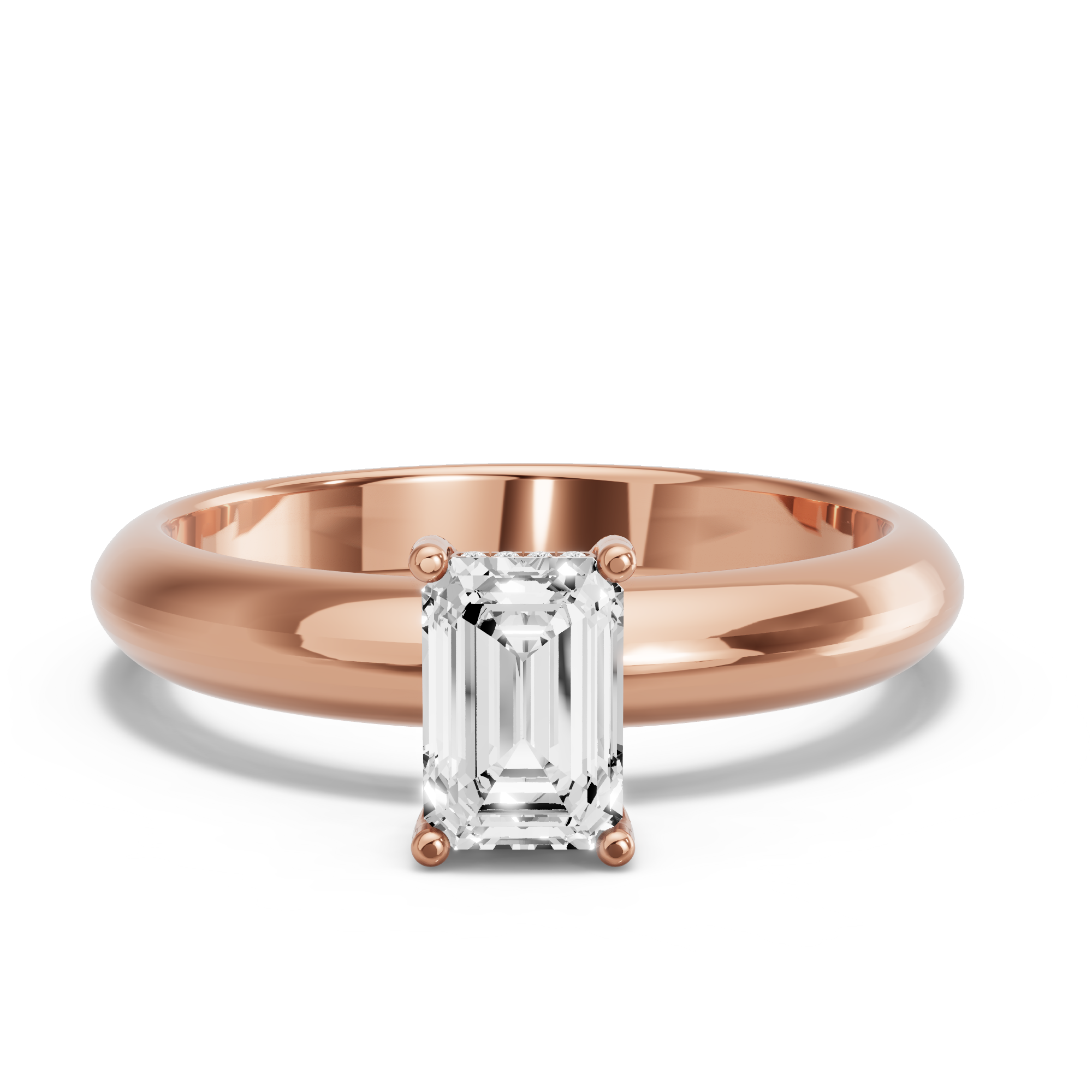 Image for Radiant Pave Basket Ring with Knife Edge Solitaire band