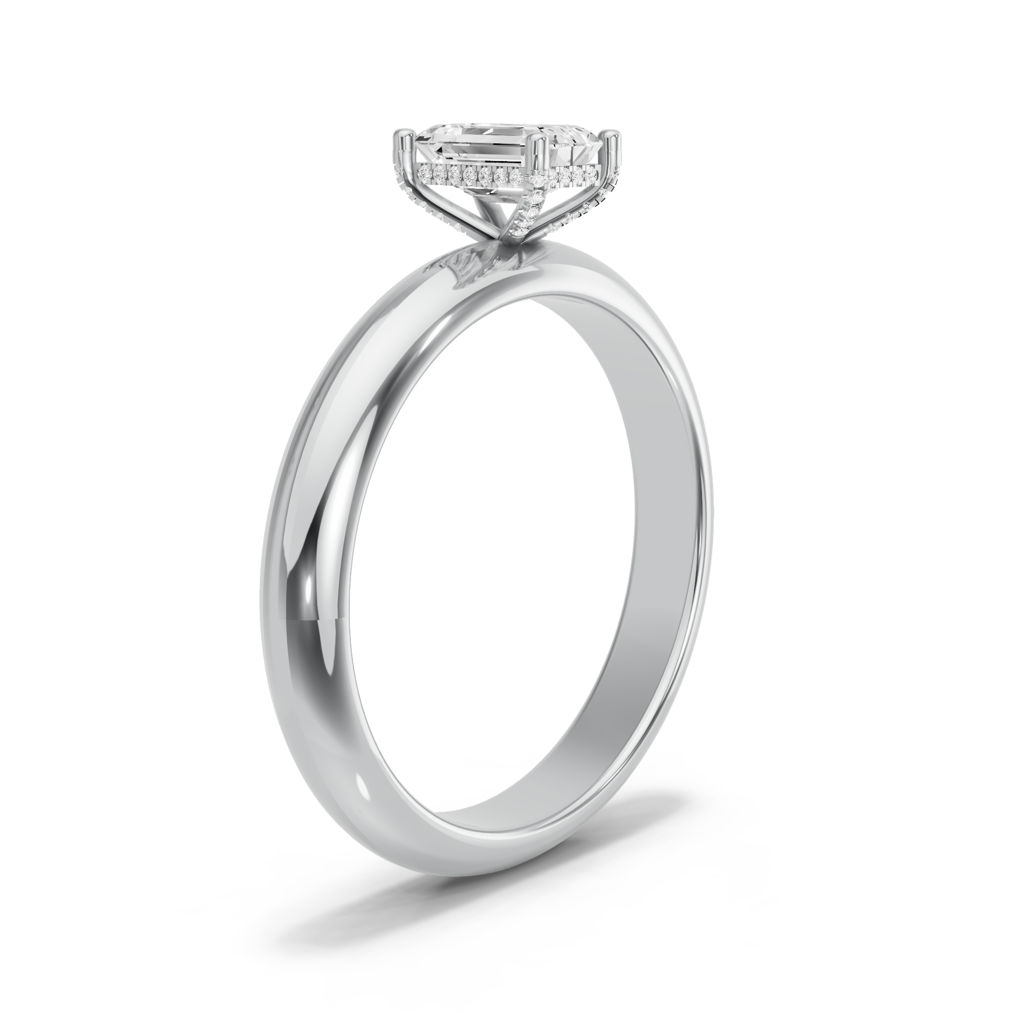 Image for Radiant Pave Basket Ring with Knife Edge Solitaire band