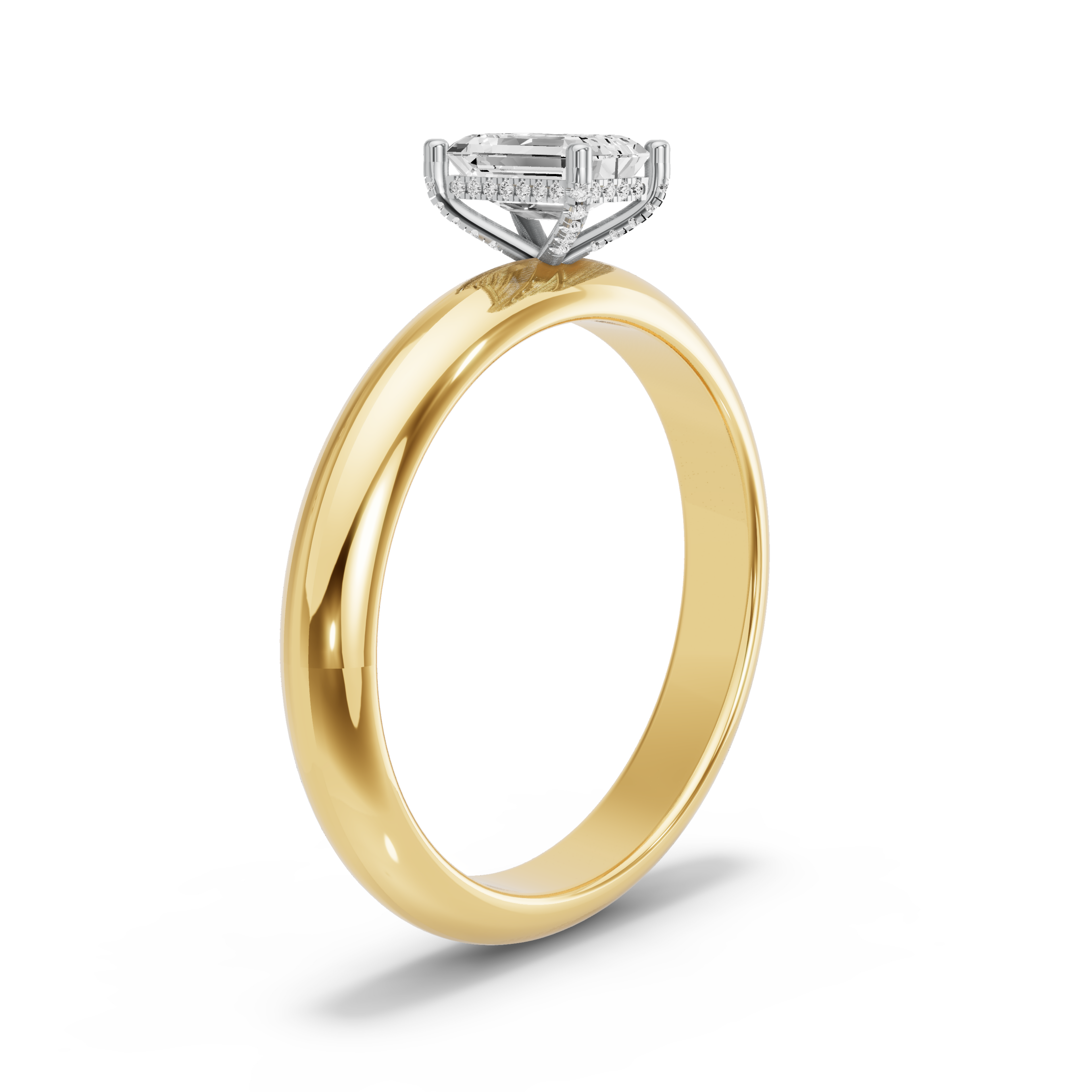 Image for Radiant Pave Basket Ring with Knife Edge Solitaire band