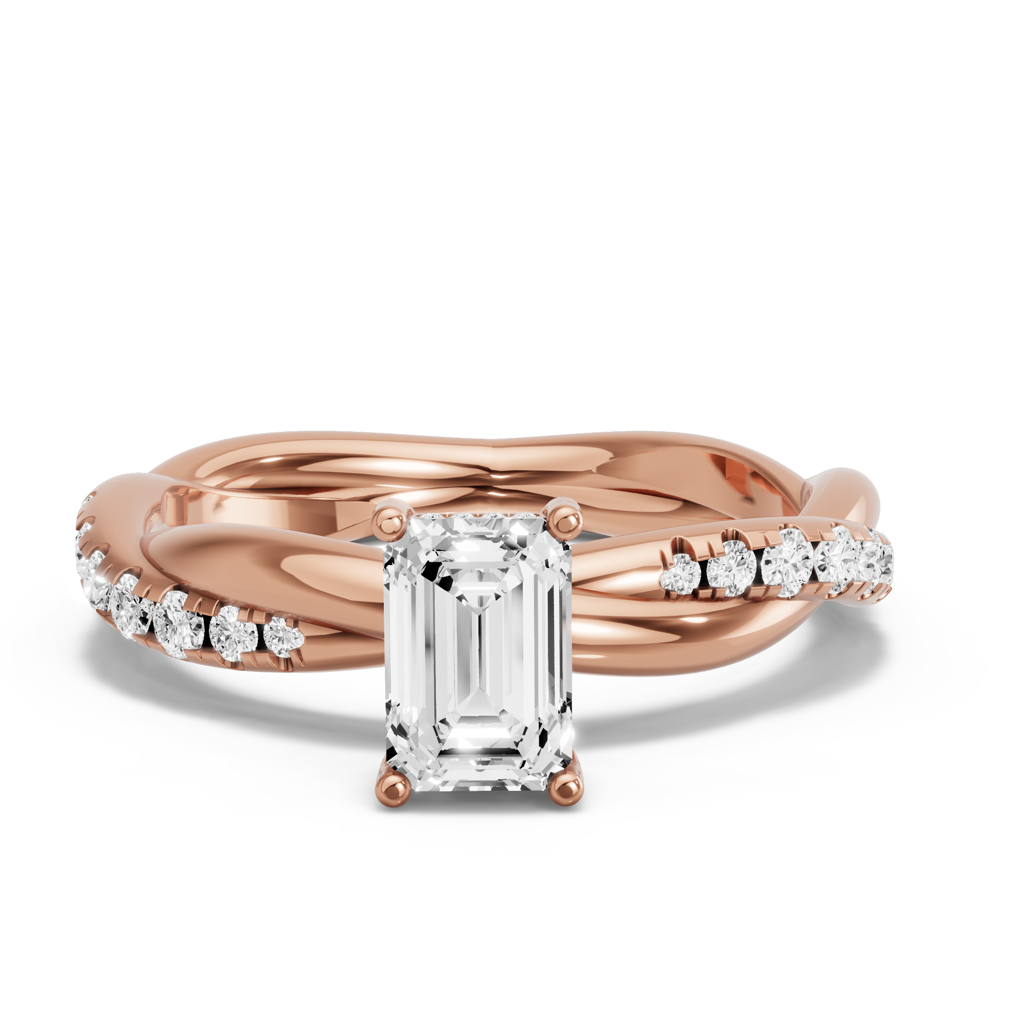 Image for Radiant Pave Basket Ring with Rope Pave band