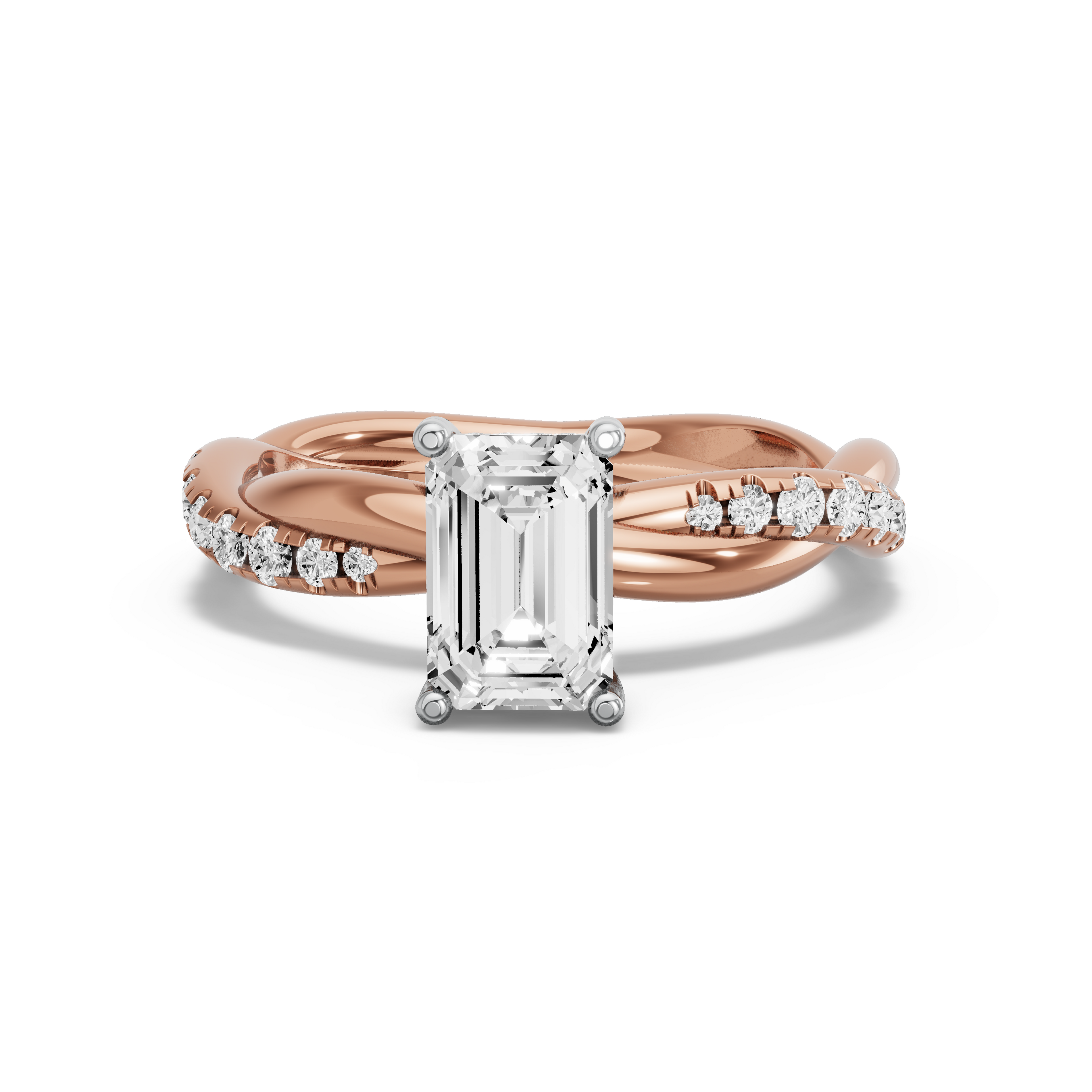 Image for Radiant Pave Basket Ring with Rope Pave band