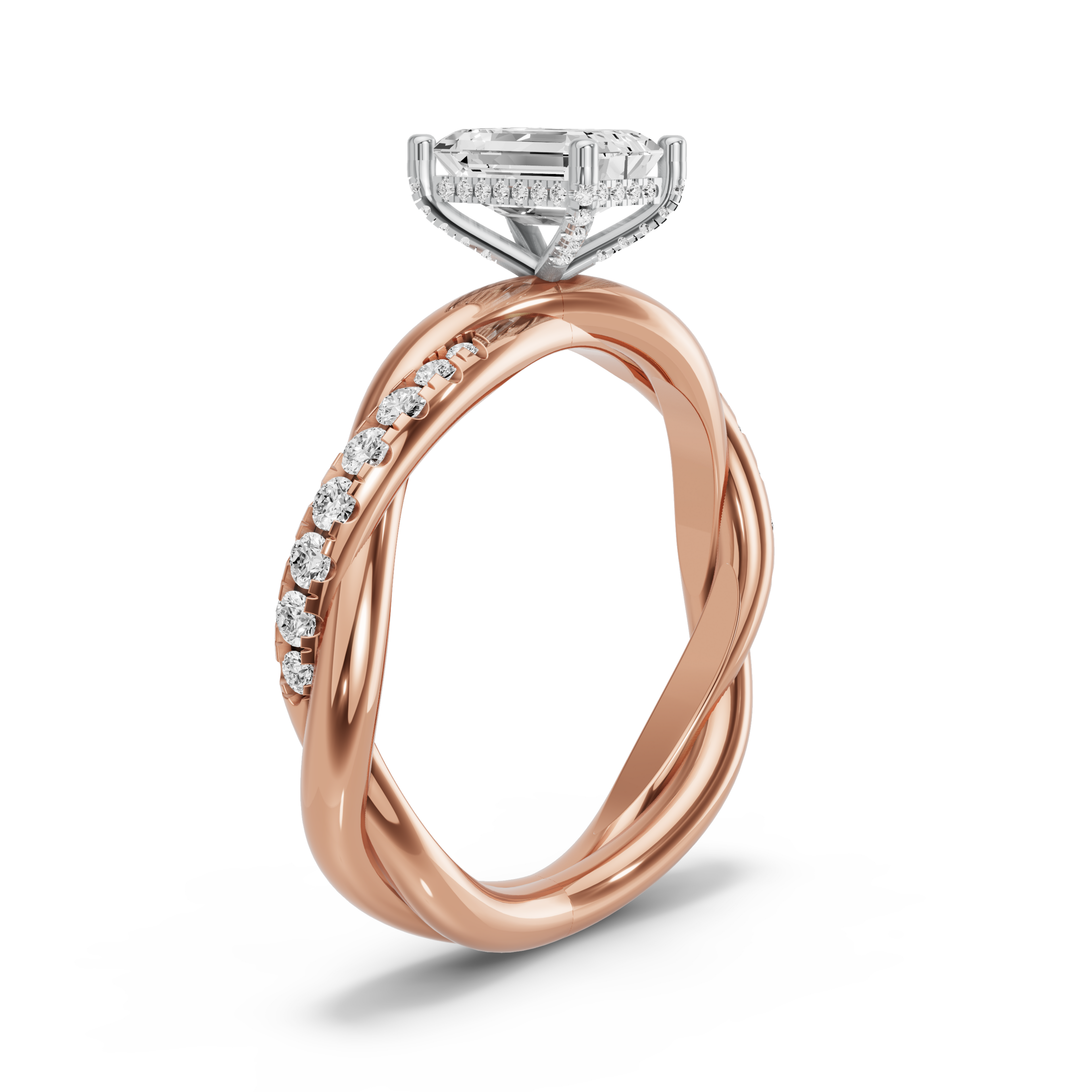 Image for Radiant Pave Basket Ring with Rope Pave band