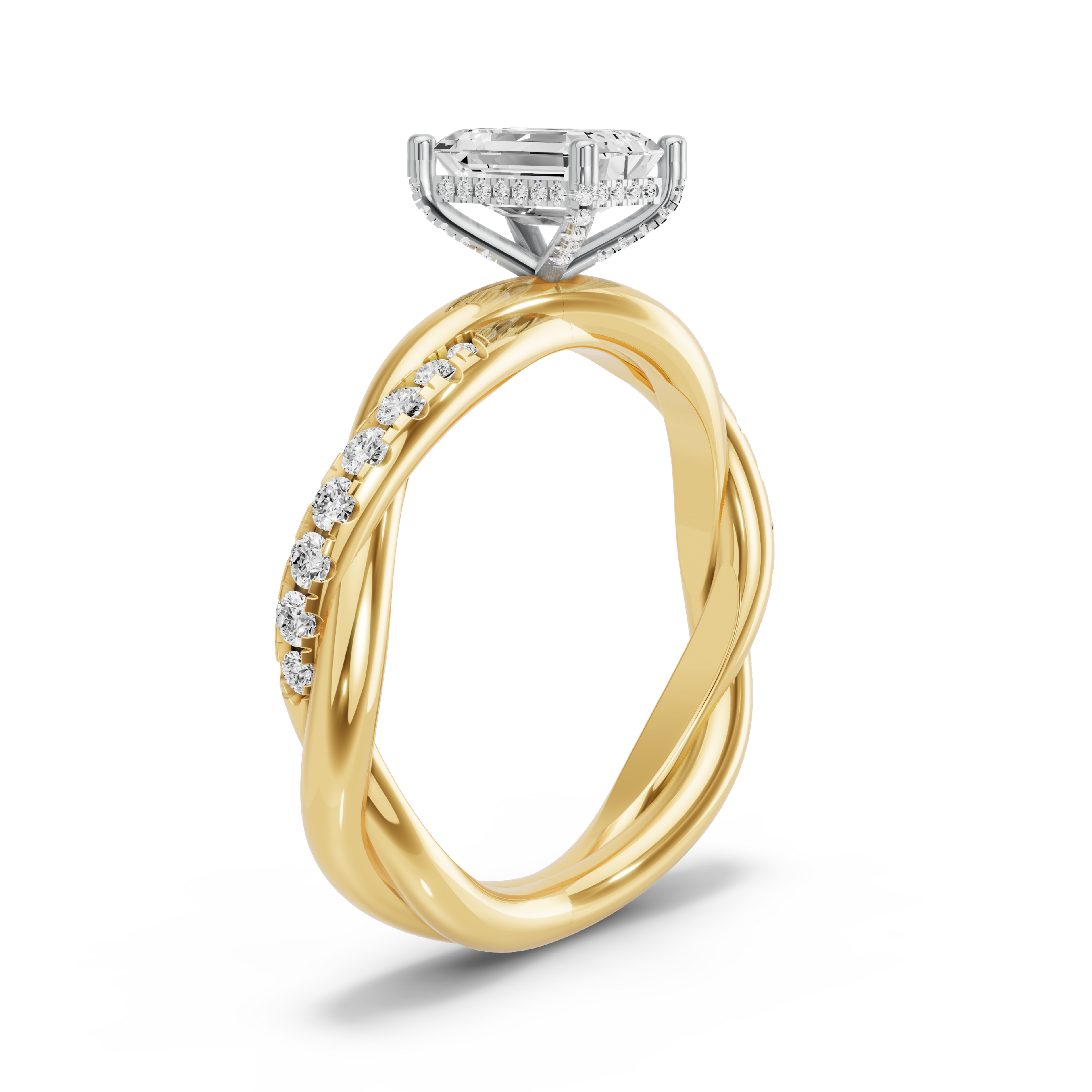 Image for Radiant Pave Basket Ring with Rope Pave band
