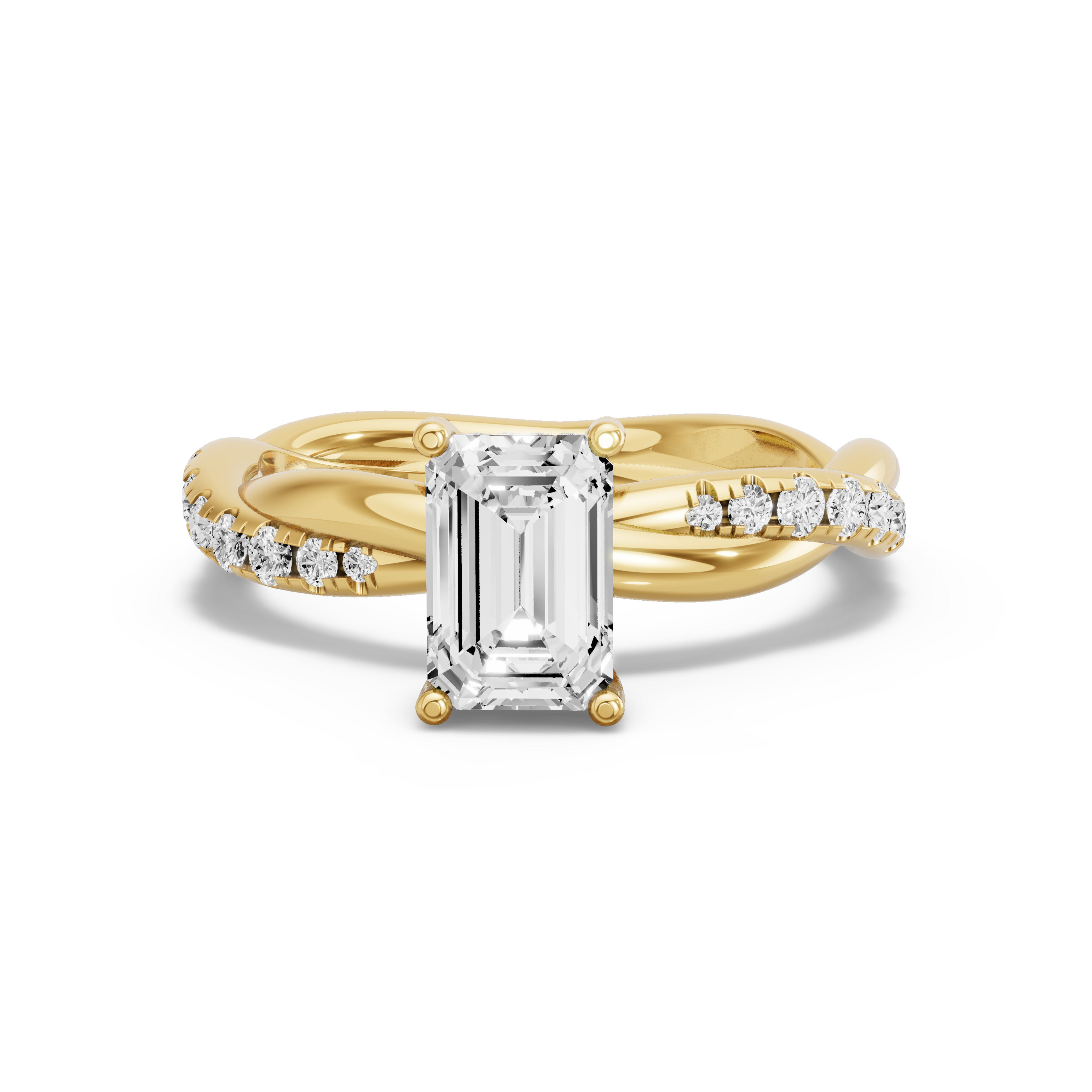 Image for Radiant Pave Basket Ring with Rope Pave band in 14K White Gold